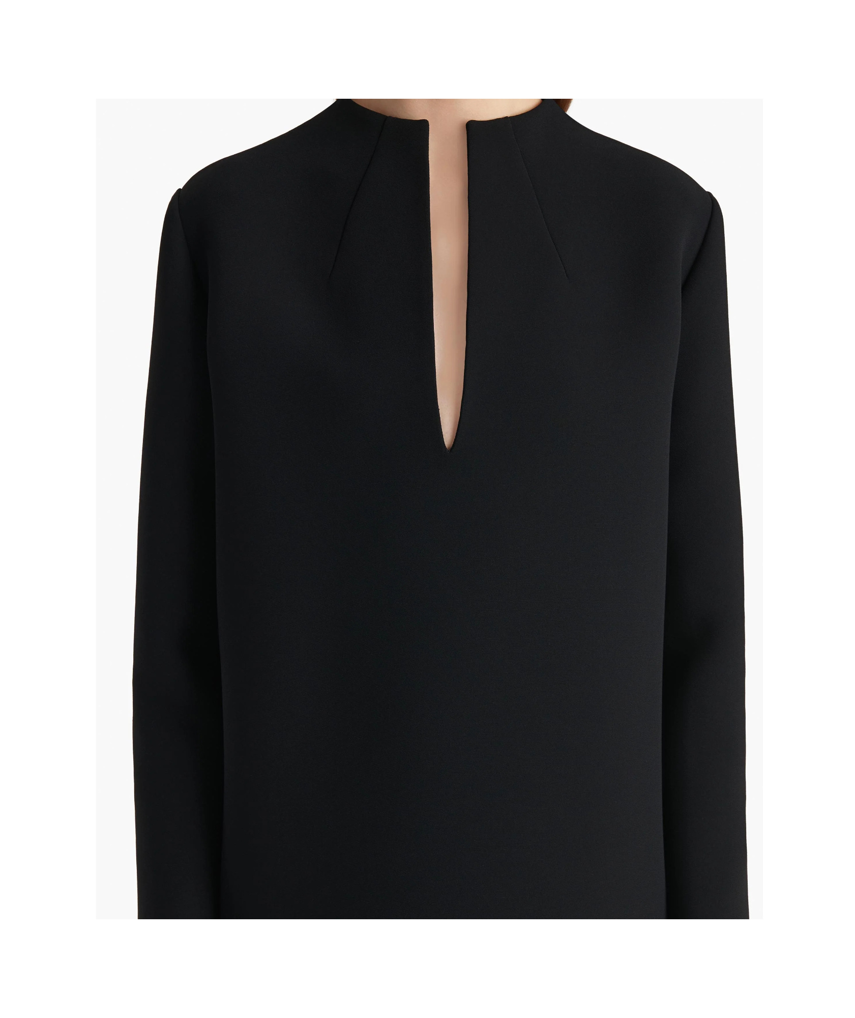 Khaite Long-sleeve Keyhole Mini Dress In Black