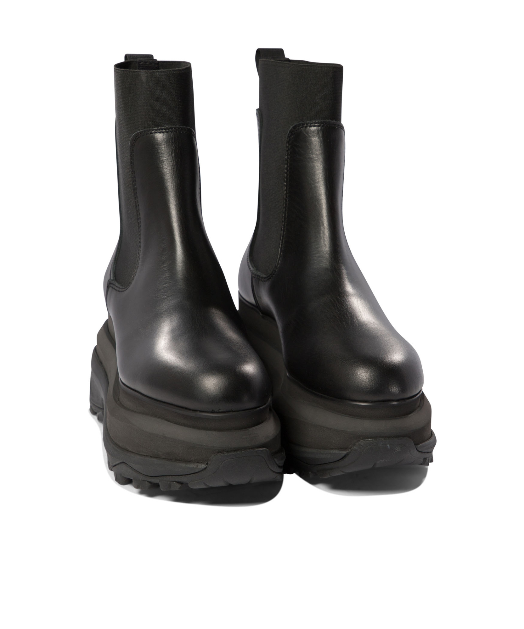 Sacai Black Leather Chelsea Boots In Black