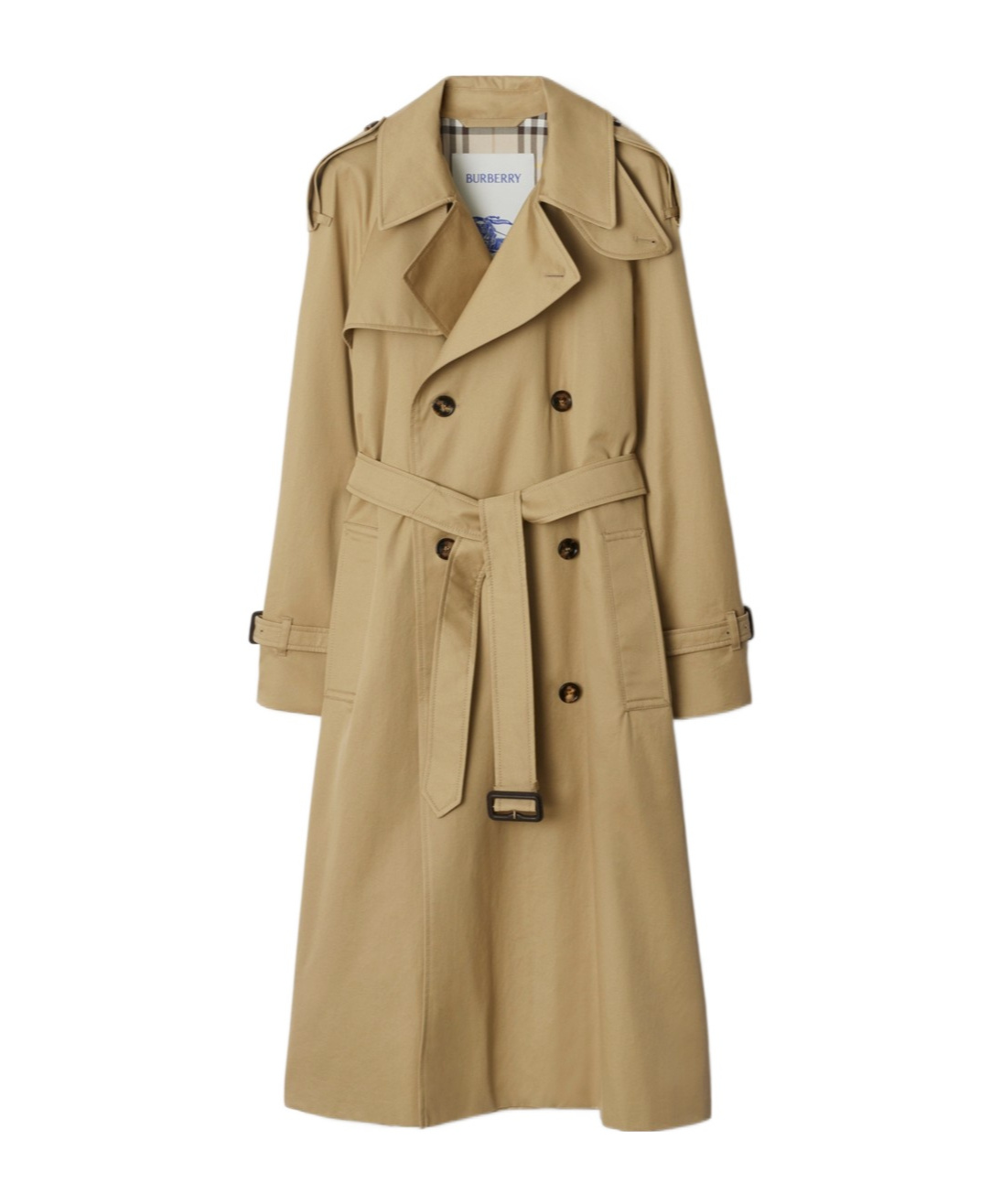 Burberry Waterloo Beige Double-breasted Trench Coat With Classic Collar And Belt Closure In Cotton Woman In Brown