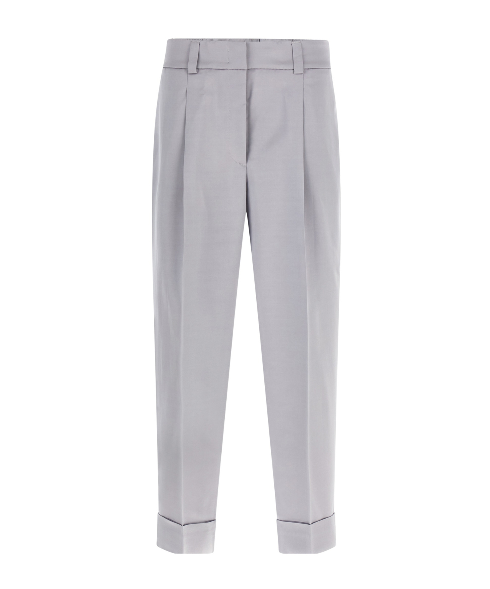 Peserico Pleated-front Satin Trousers In Gray