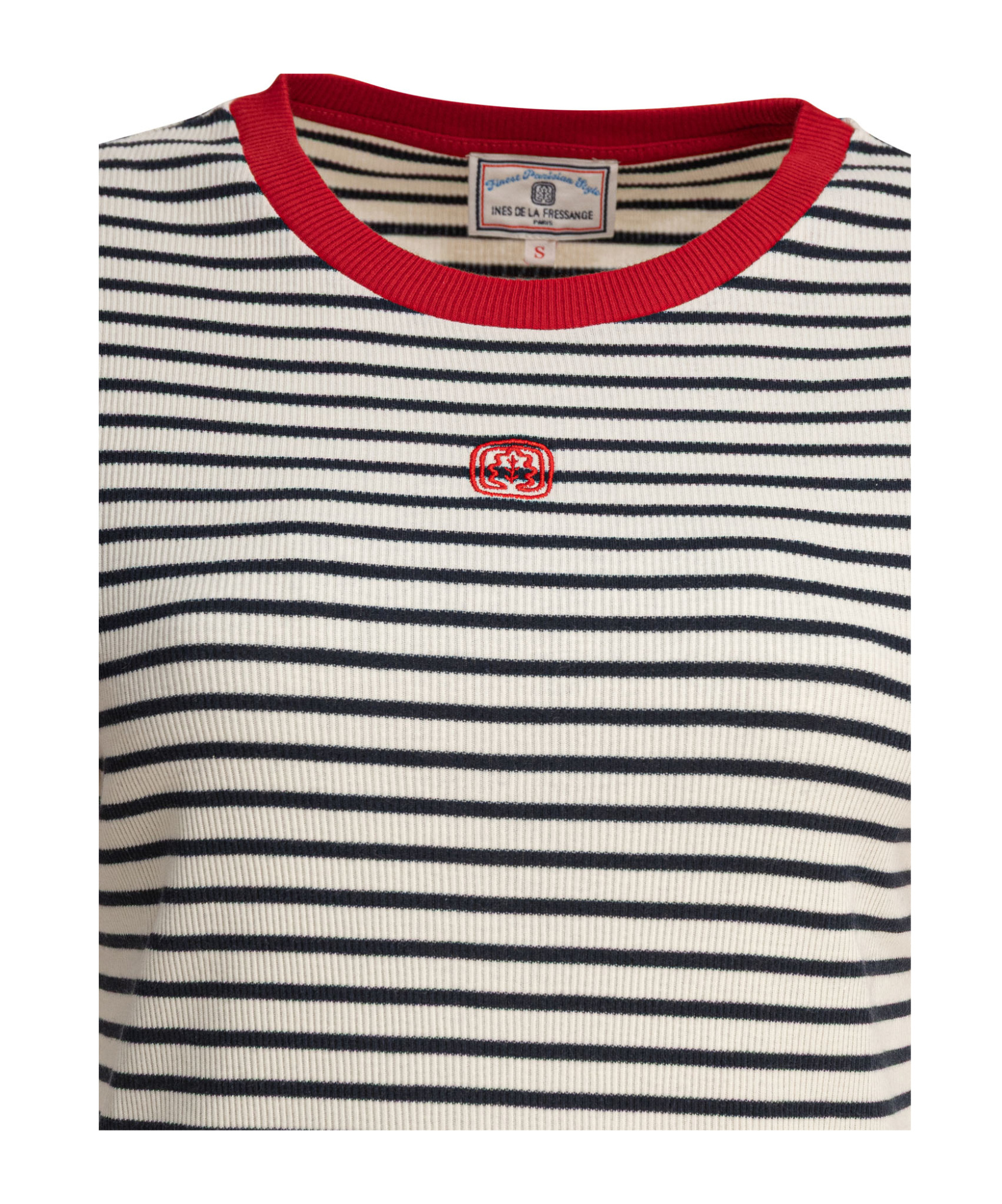 Ines De La Fressange Striped Ribbed Top In Black