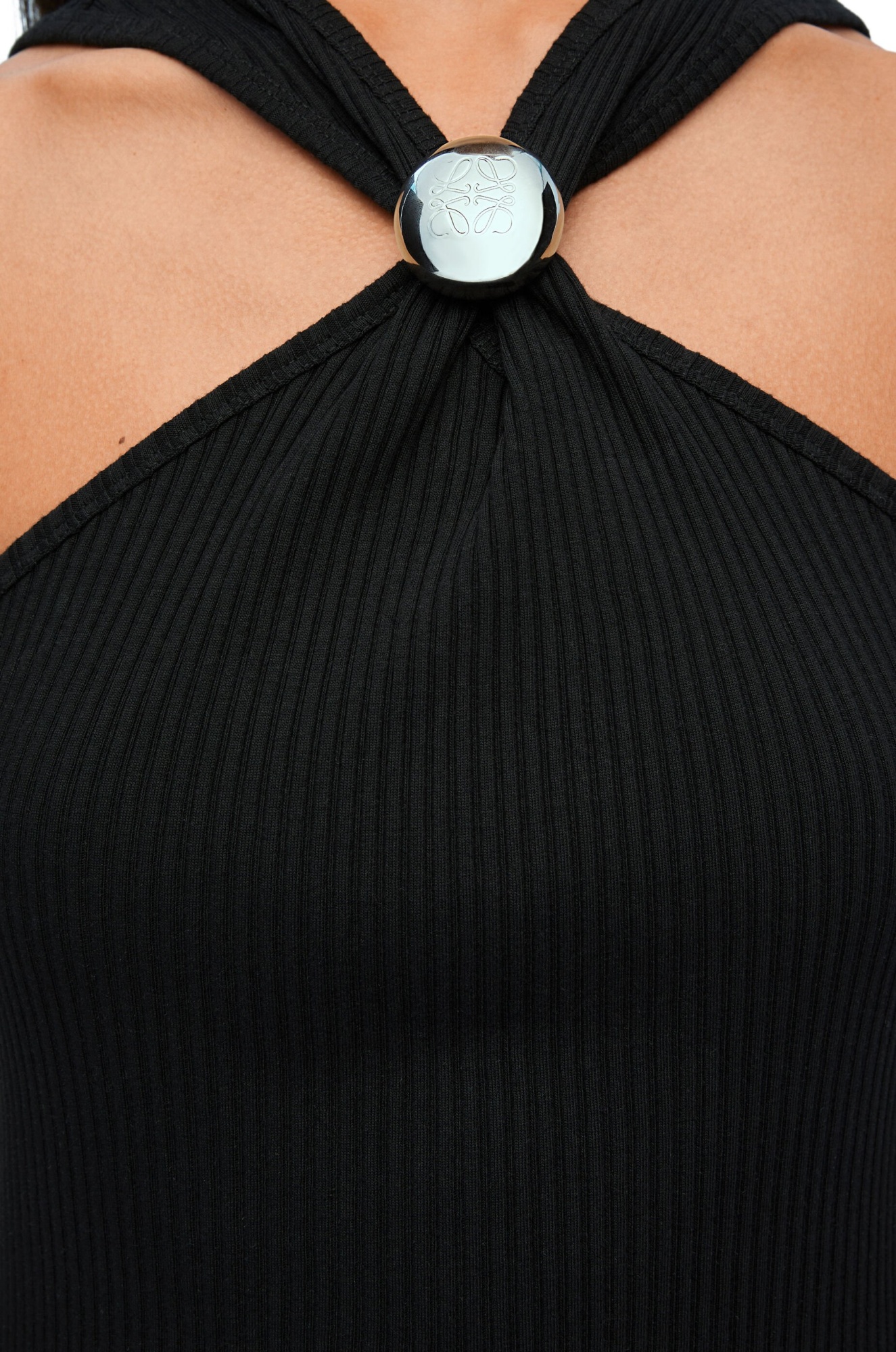 Loewe Anagram Pebble Cotton Dress In Black