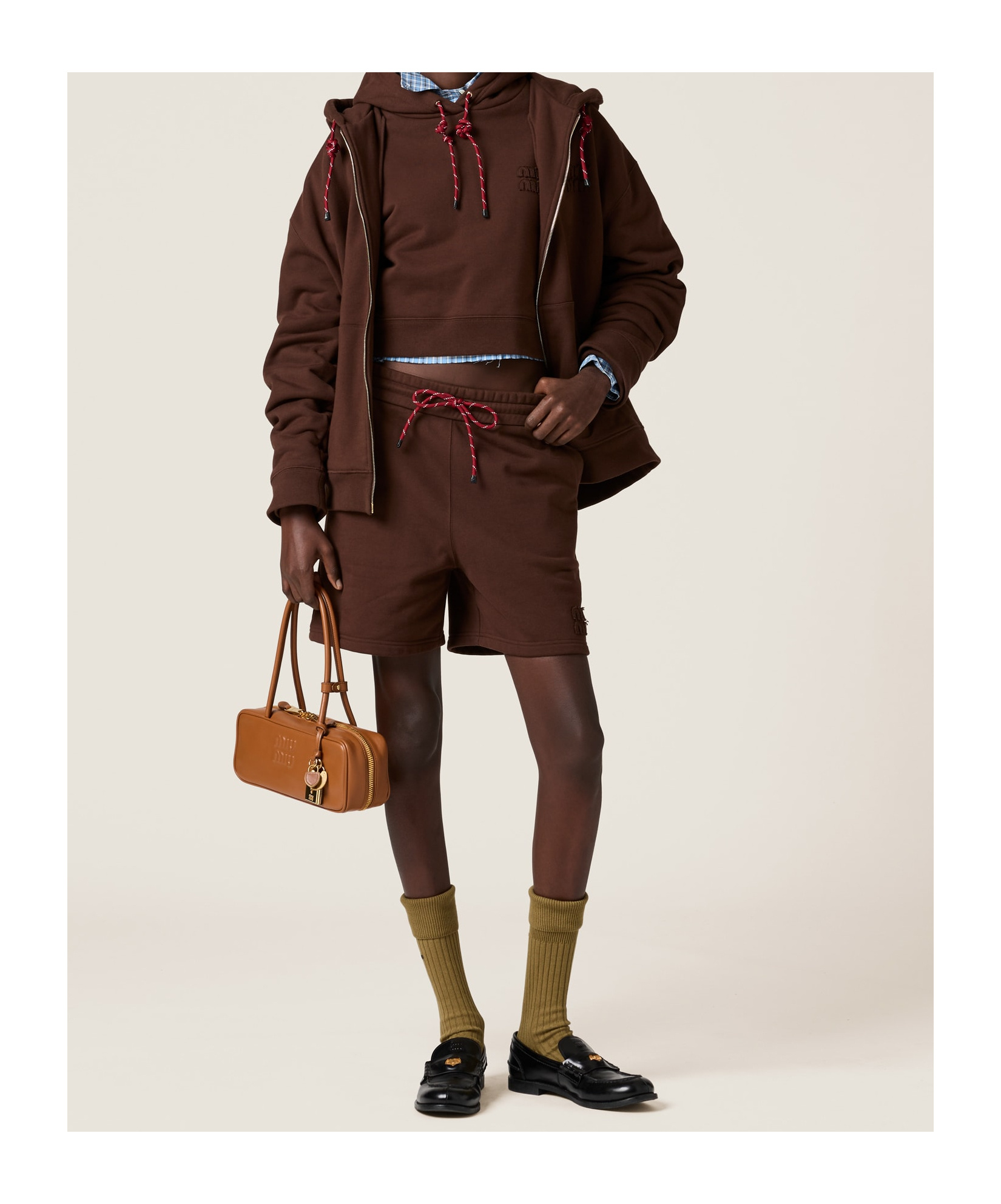 Miu Miu Beau Leather Bag In Cognac