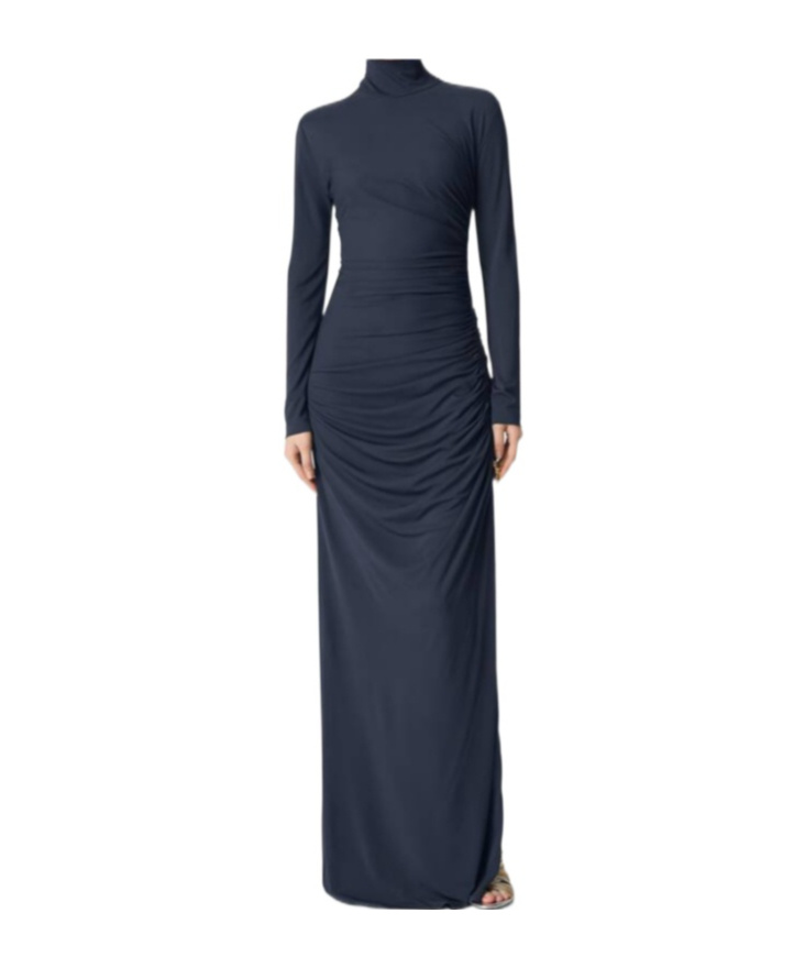 Bottega Veneta Crepe Viscose Jersey Dress In Blue