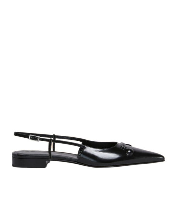 Marni Black Leather Trunkaroo Pointed Toe Slingback In Black