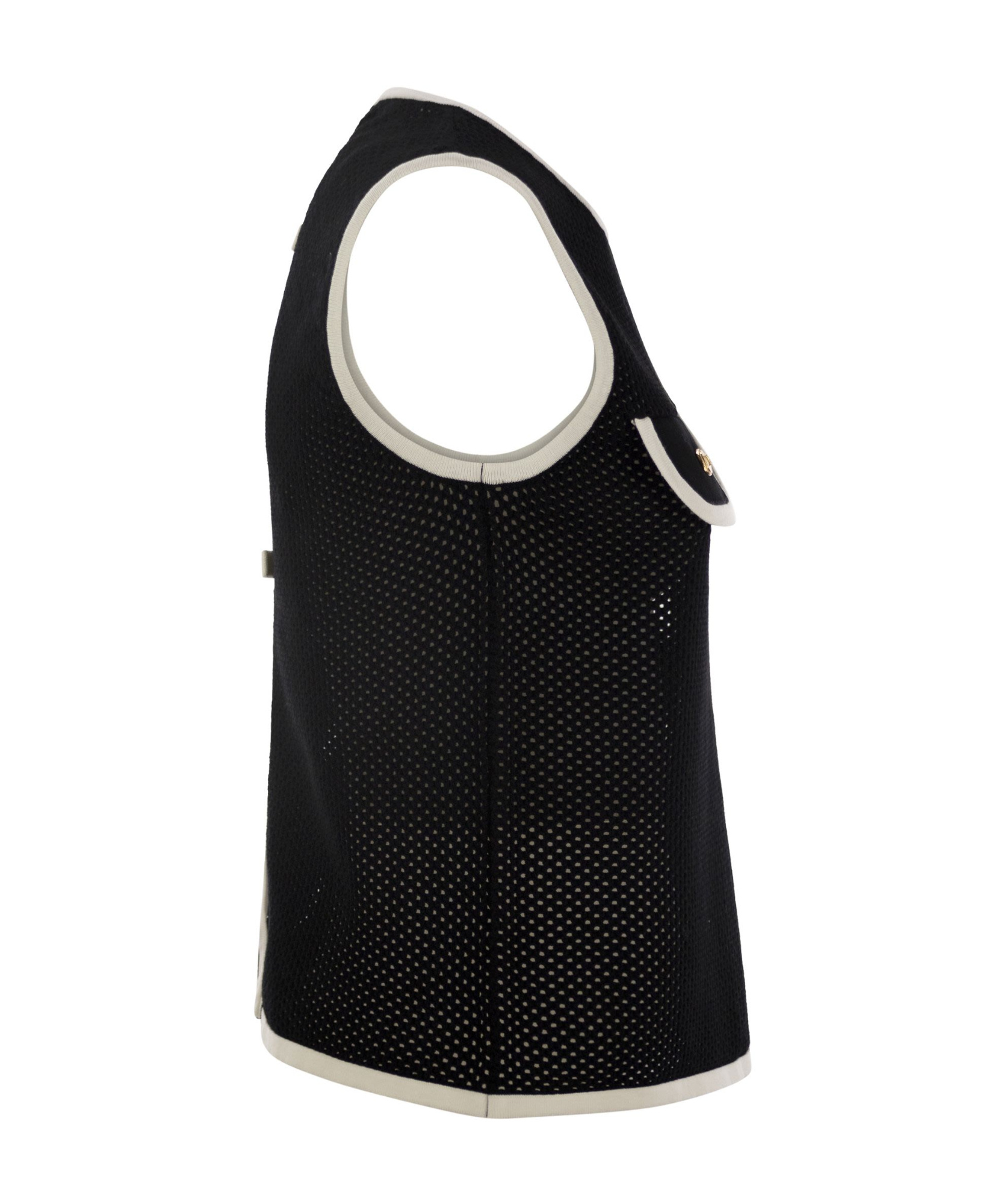 Elisabetta Franchi Sleeveless Mesh Top In Black