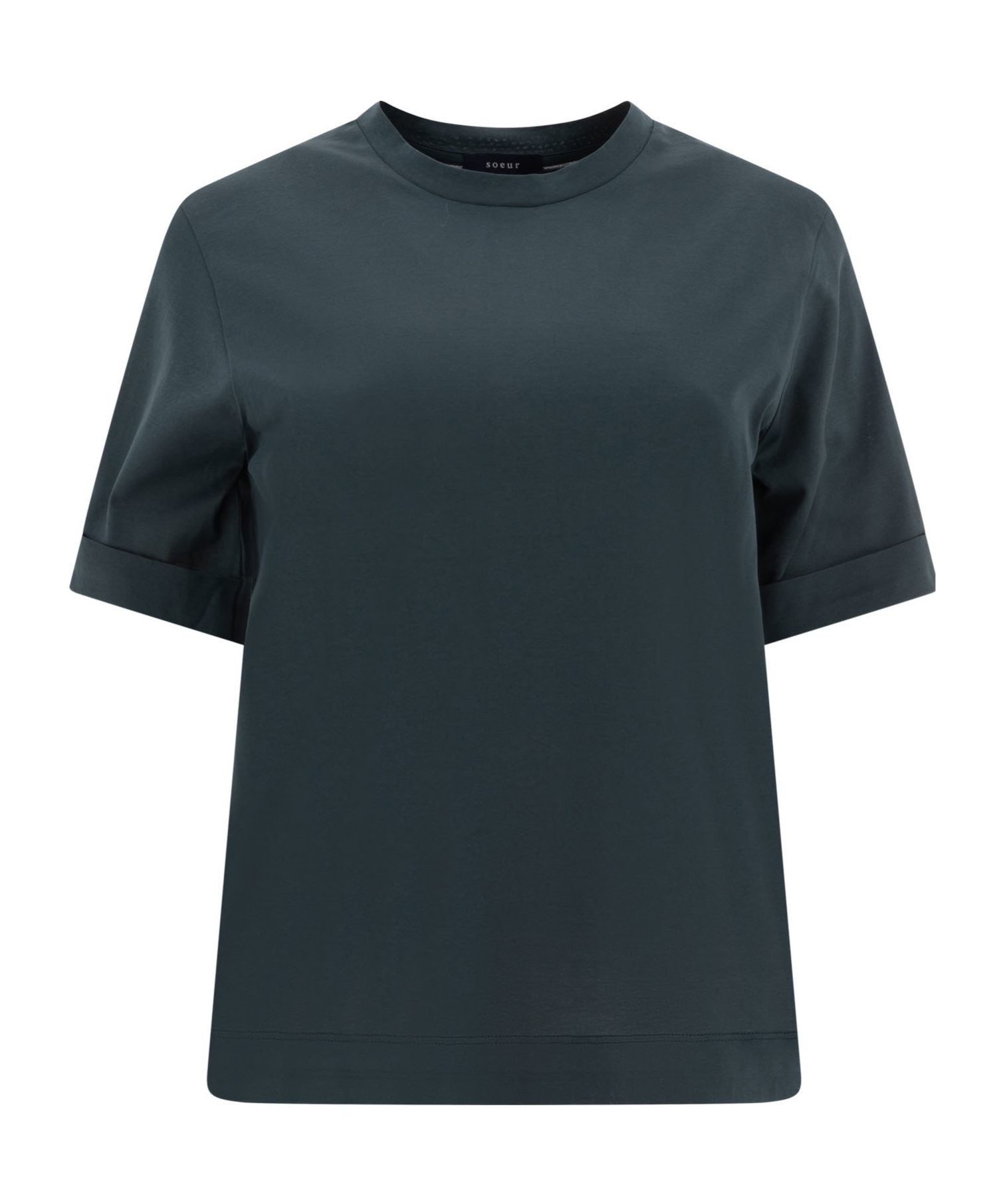 Soeur Crew Neck Plain Design Short Sleeves In Green