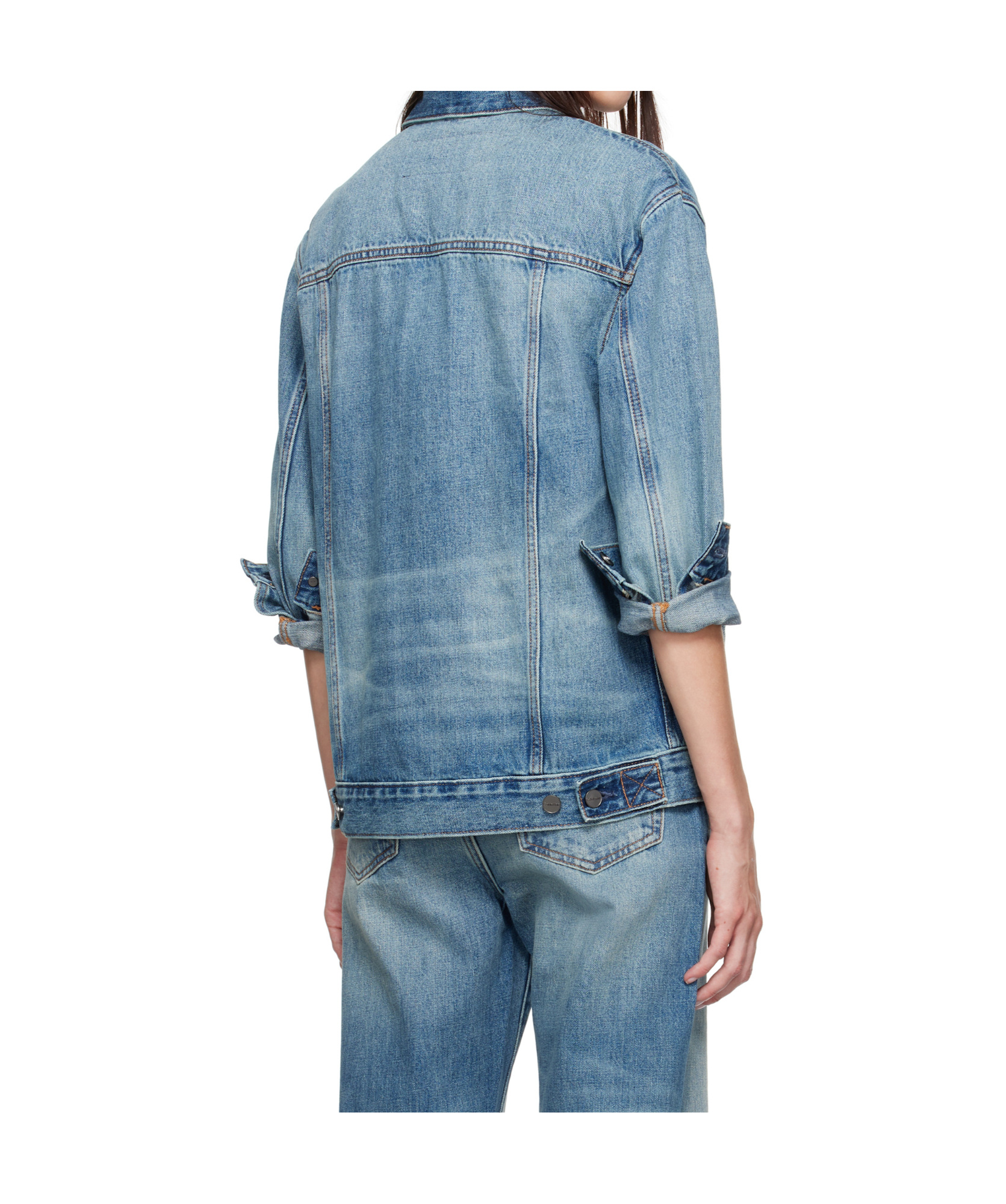 Calvin Klein Single-breasted Denim Coat In Blue