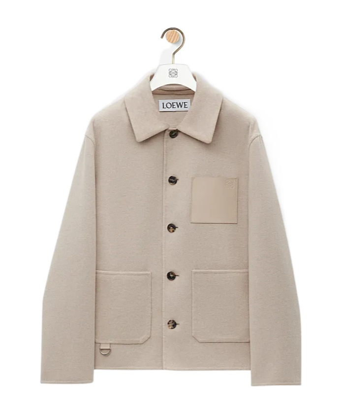 Loewe Wool-cashmere Shirt Jacket In Nude