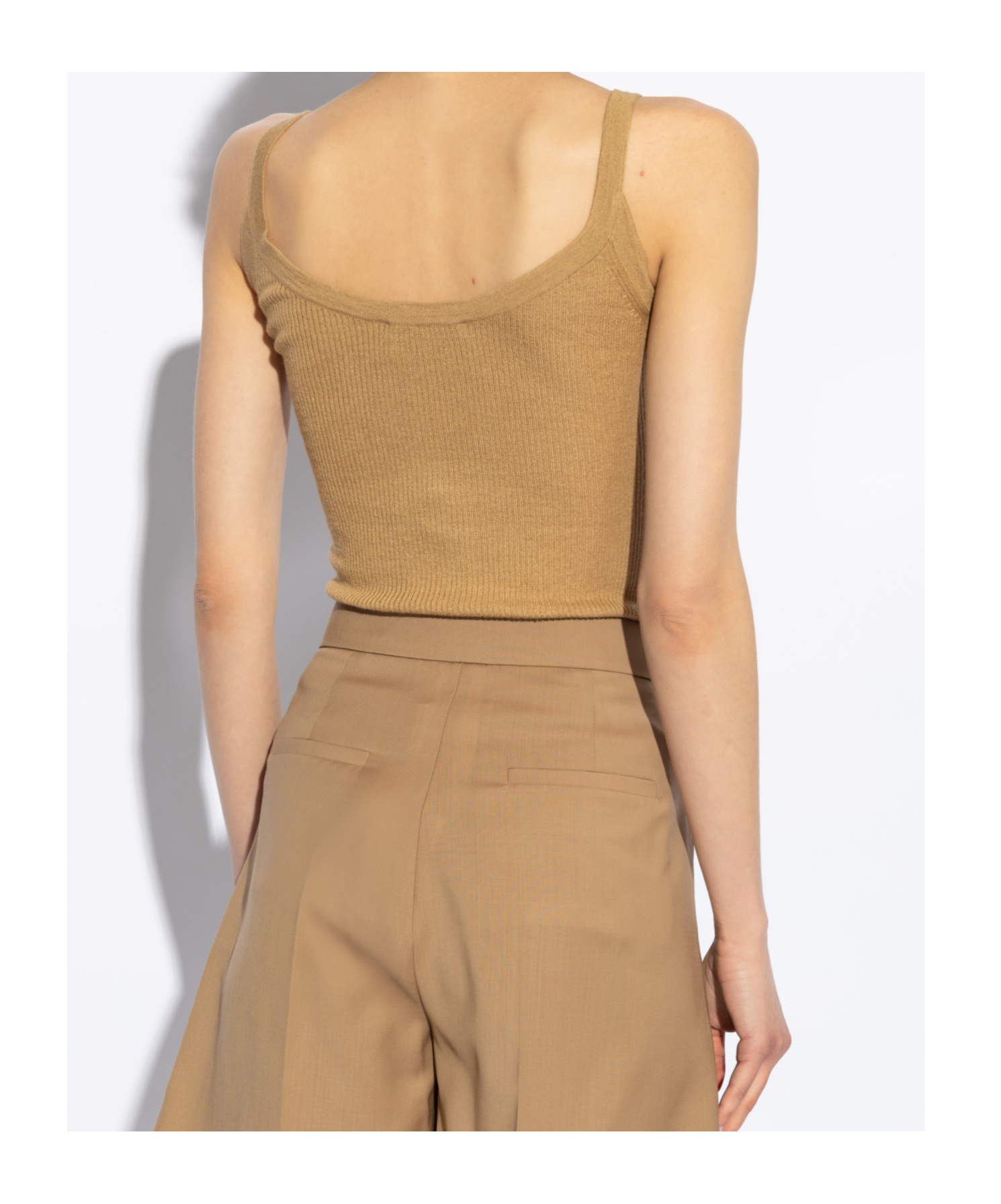 Max Mara Gallura Silk-blend V-neck Top In Nude