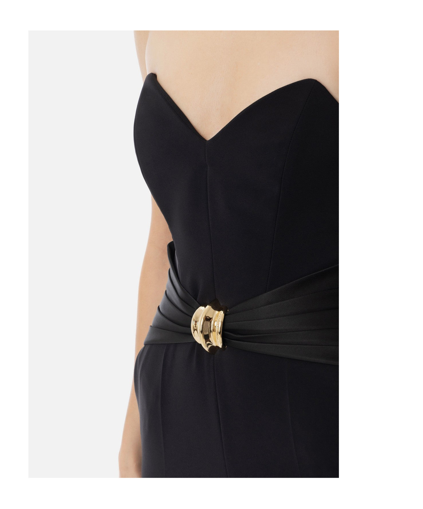 Elisabetta Franchi Strapless Jumpsuit With Waist Belt In Black