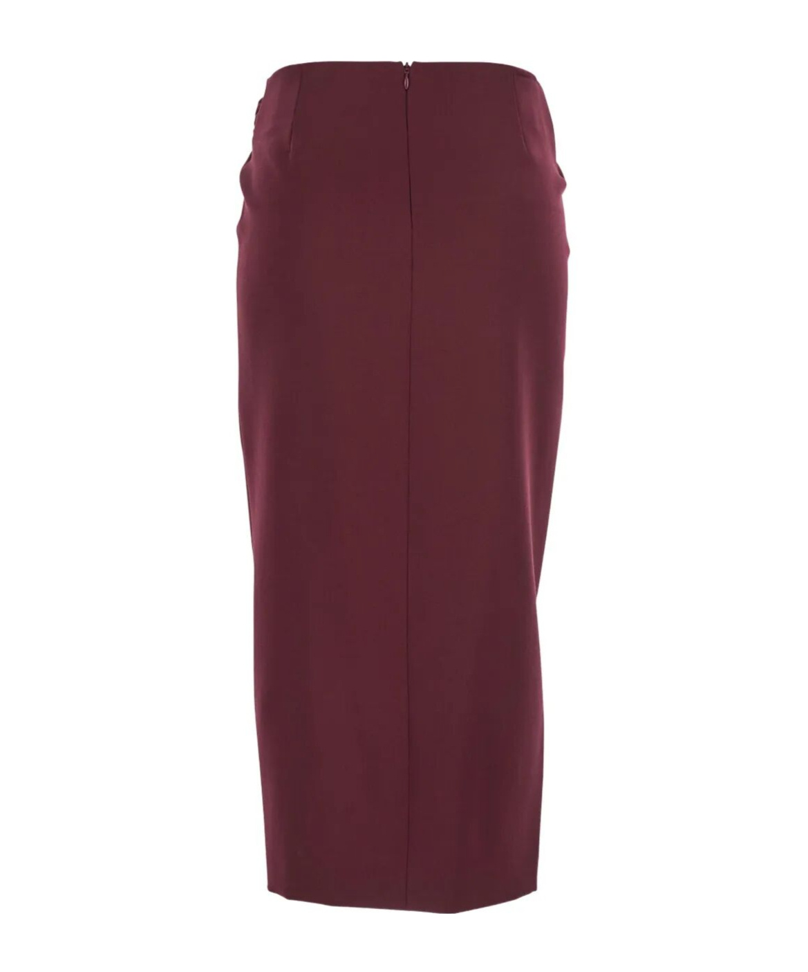 Attico Draped Midi Skirt With Front Slit And Metal In Burgundy