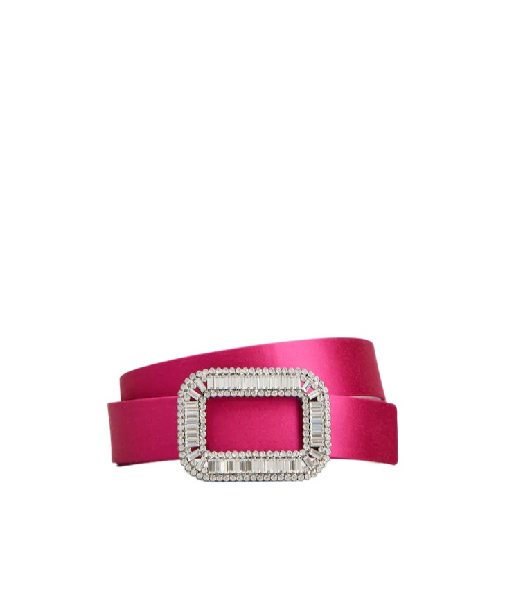 Roger Vivier Pilgrim Belt In Satin In Pink