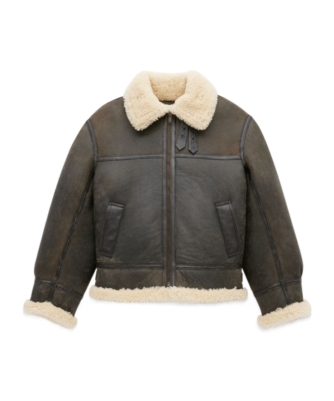 Shop Saint Laurent Aviator Jacket In Aged Leather And Shearling In Black