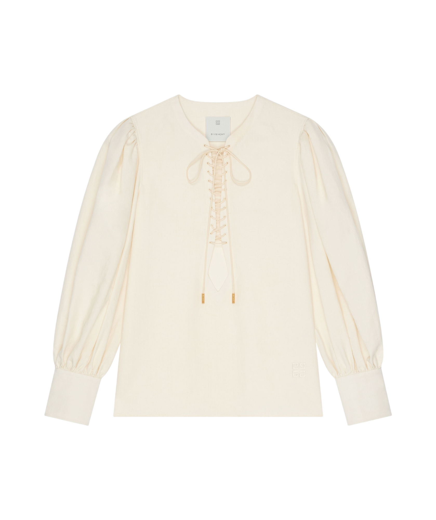 Givenchy Blouse In Linen With Laces With 4g Embroidery In Off White