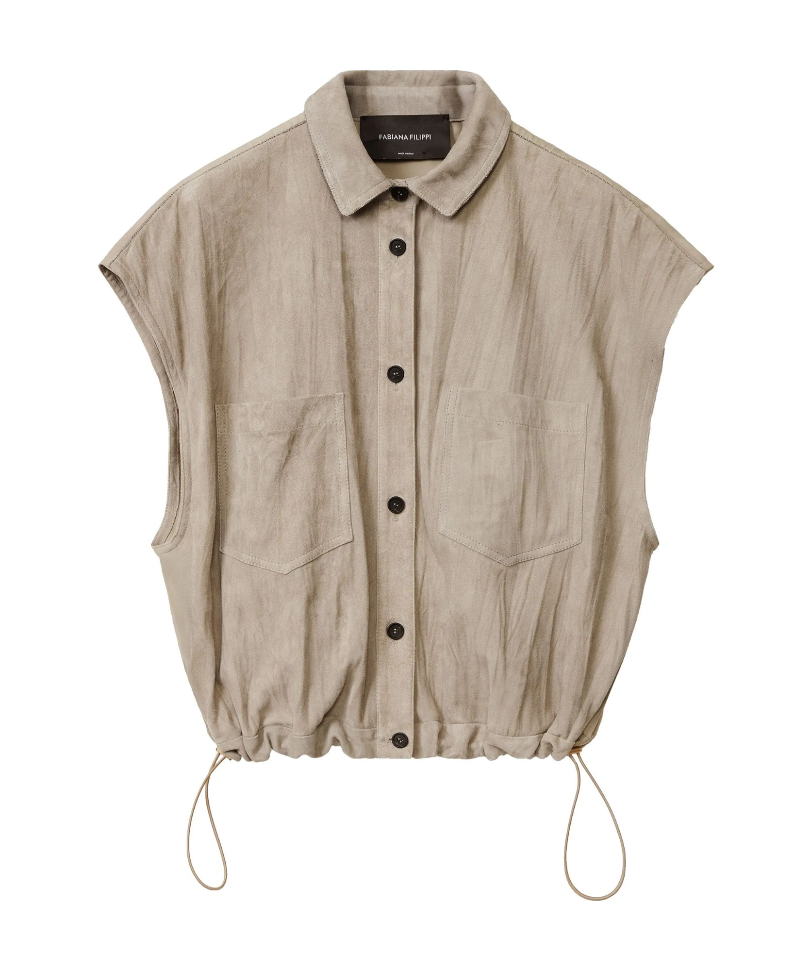 Fabiana Filippi Pleated Suede Bomber Jacket In Nude