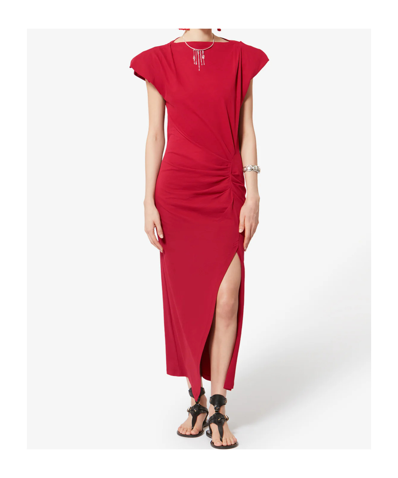 Isabel Marant Étoile Nadela Draped Slit Maxi Dress In Red
