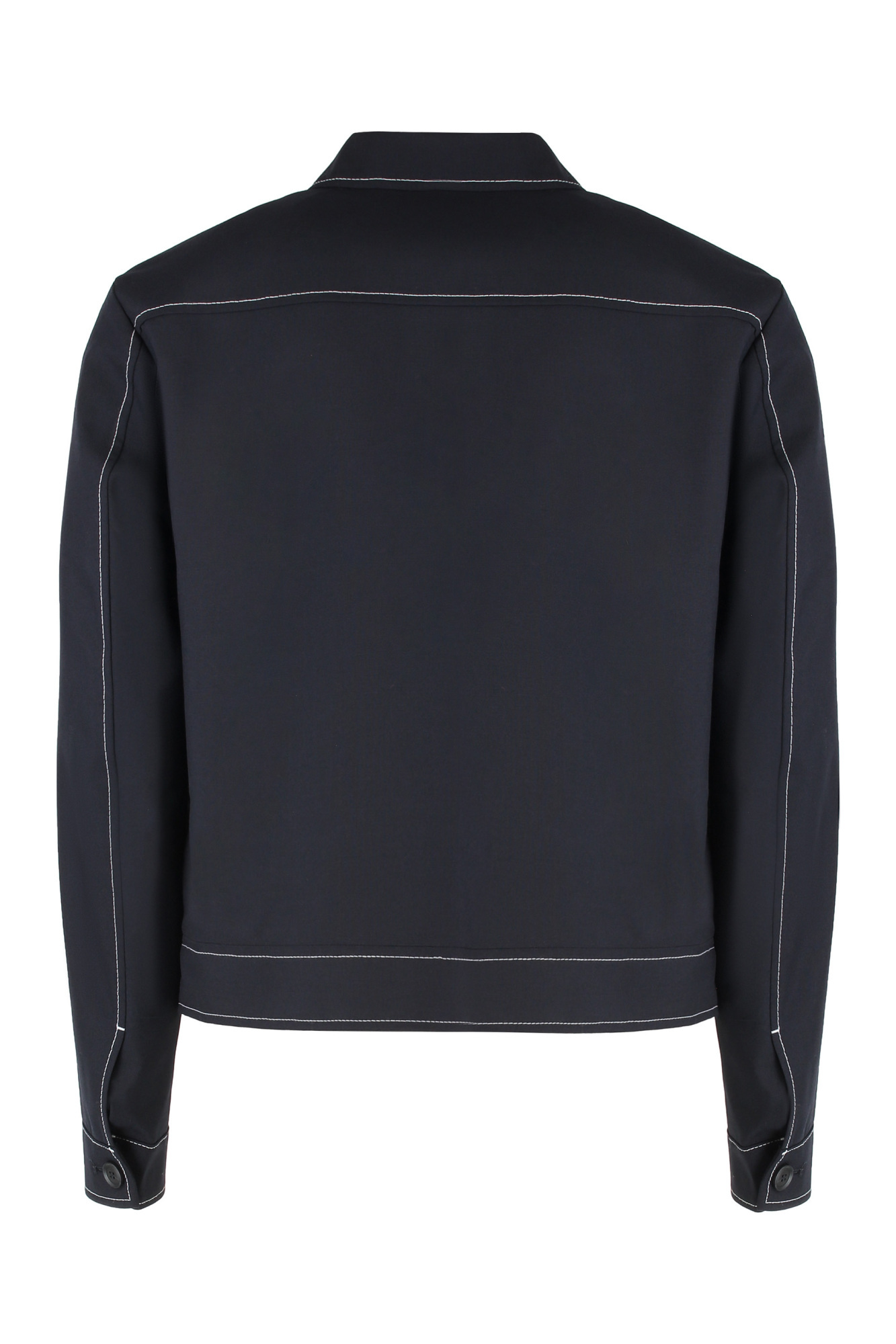 Hugo Boss Flap-pocket Contrast-stitching Jacket In Blue