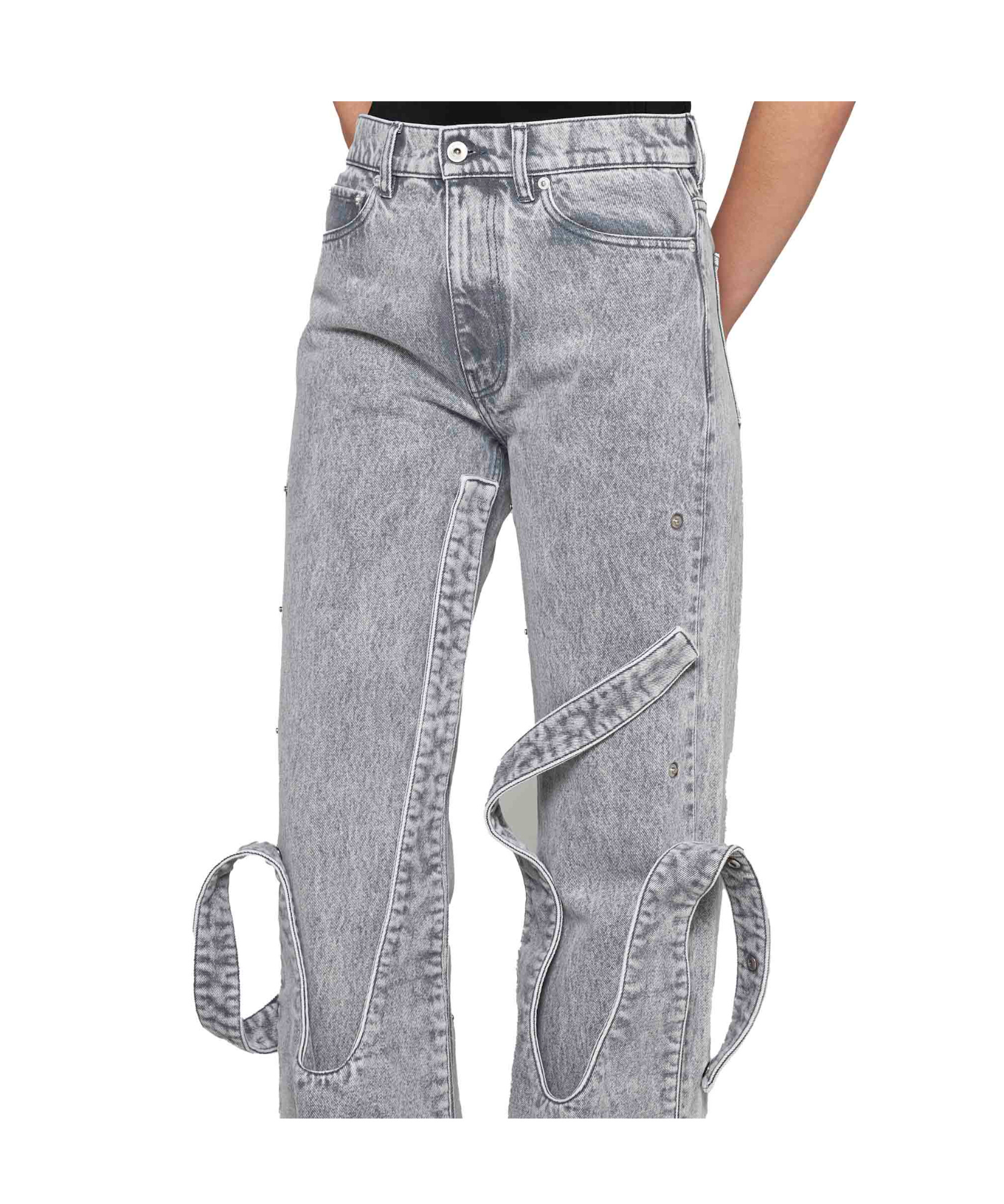 Y/PROJECT Y/PROJECT LOGO PATCH STRAIGHT LEG JEANS