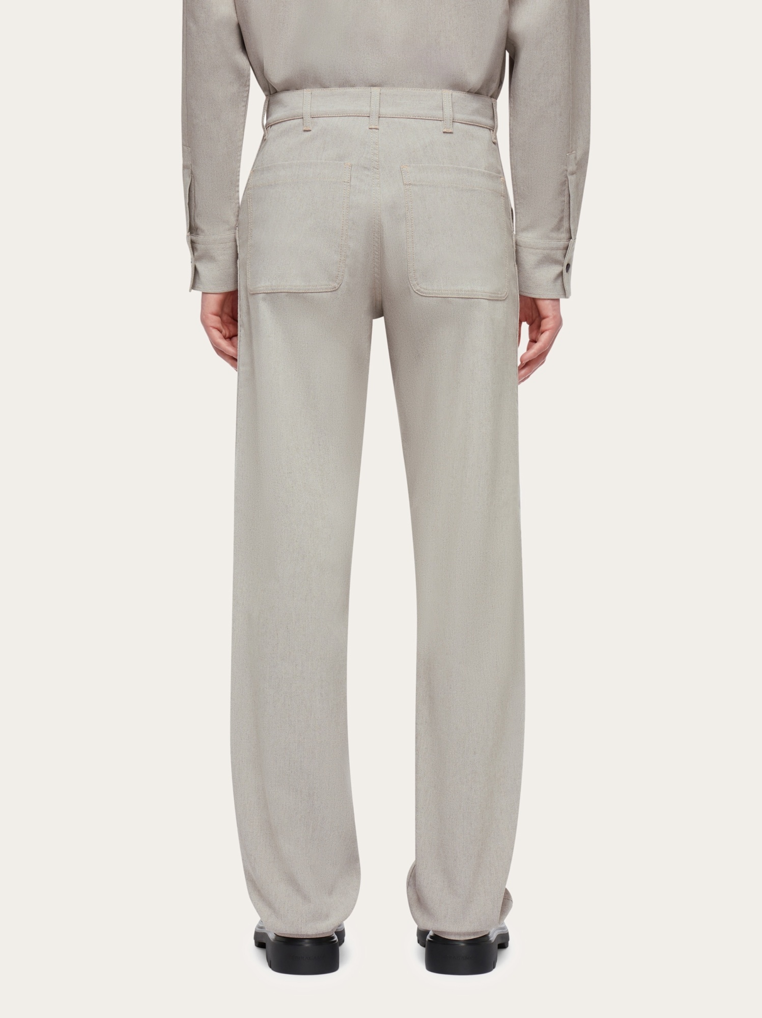 Ferragamo Belt Loop Working Casual Pants In Gray