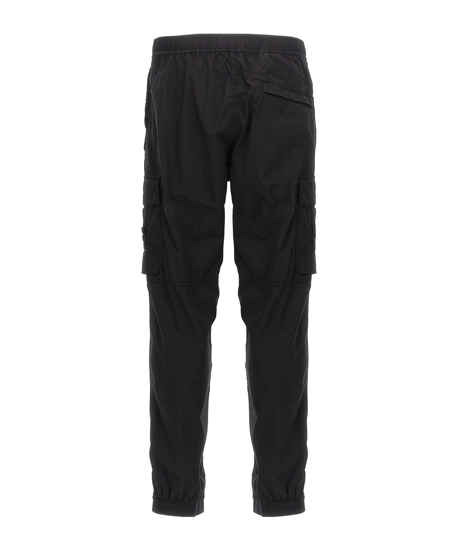 Stone Island Black Slim Cargo Pants With Elasticated Waist And Logo Patch In Stretch Cotton Man In Black