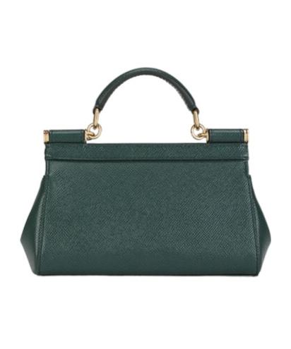Dolce & Gabbana Small Sicily Dauphine Leather Top Handle Bag In Green