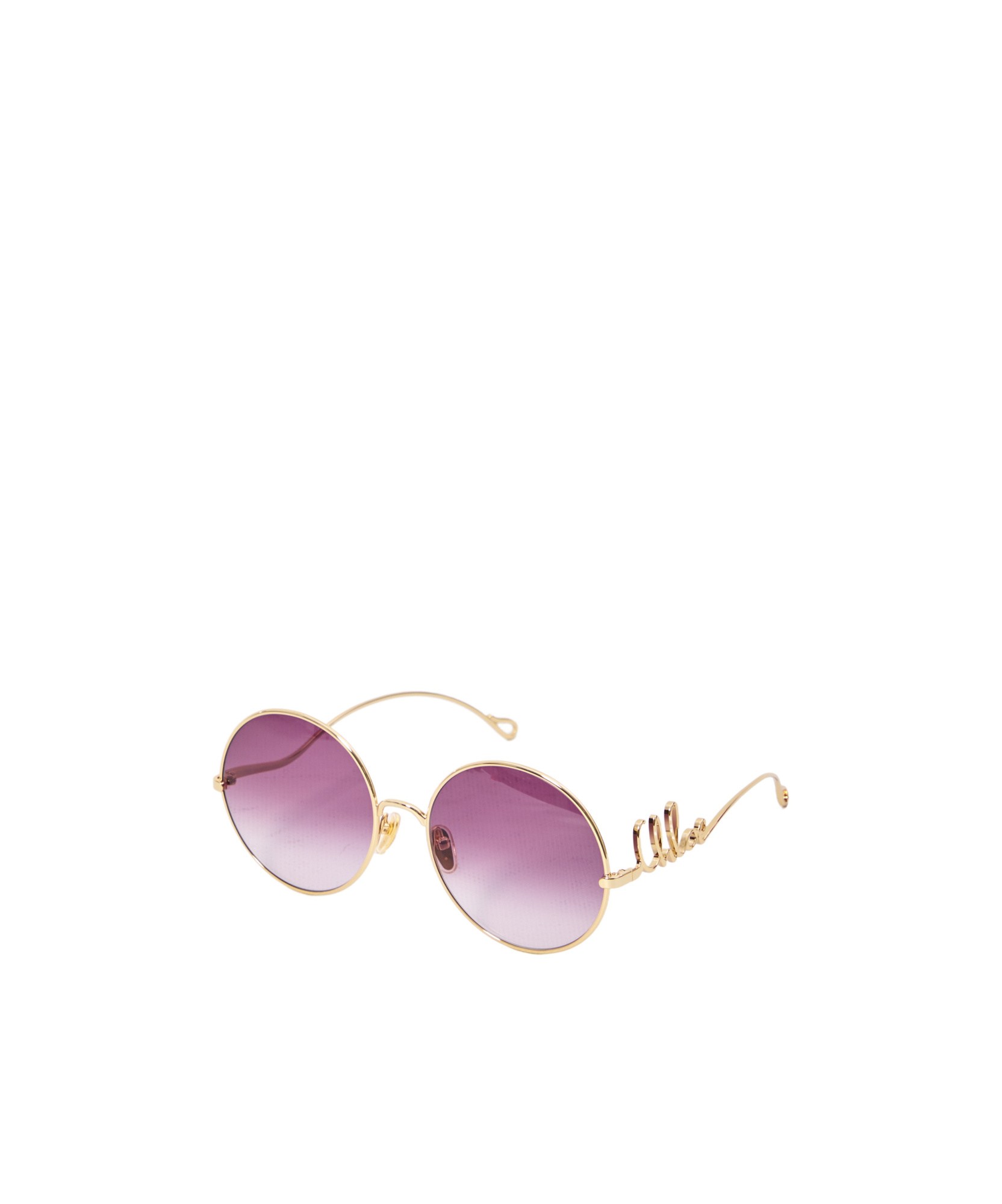Chloé Round Frame Sunglasses Thin Temples In Burgundy