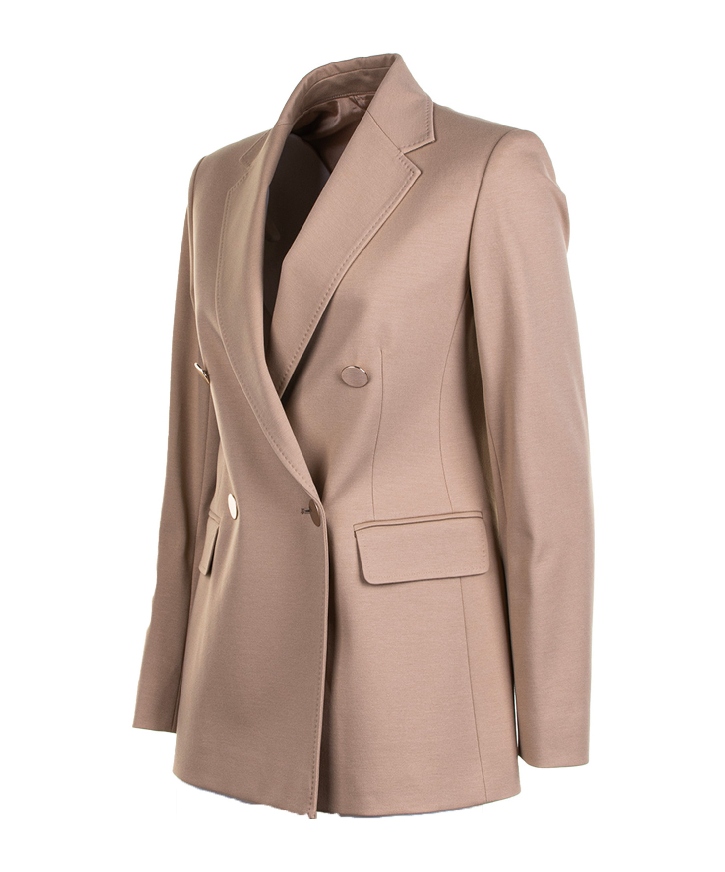 Max Mara Studio Double-breasted Jersey Blazer In Brown