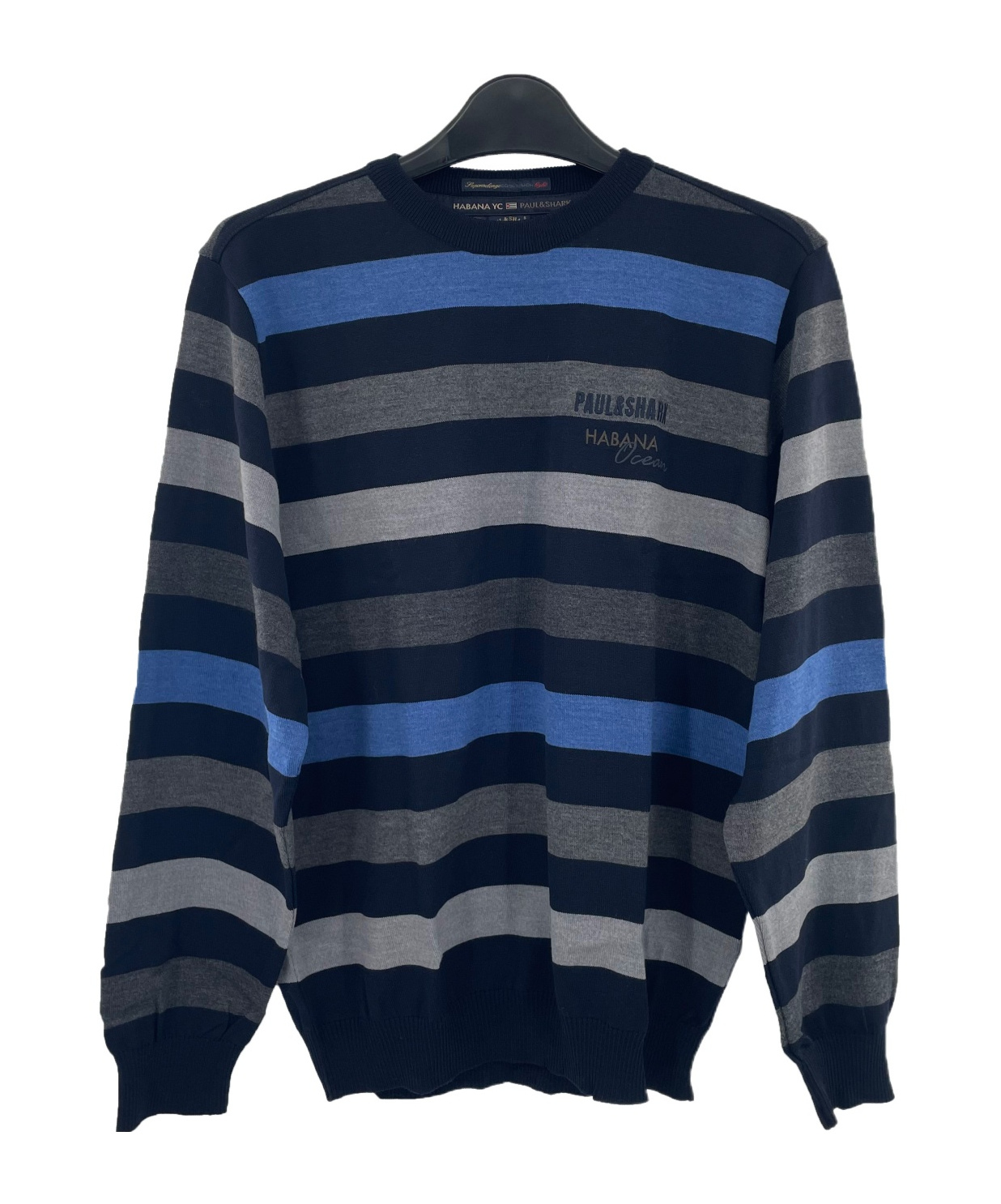 Paul & Shark Round-neck Striped Sweater In Black