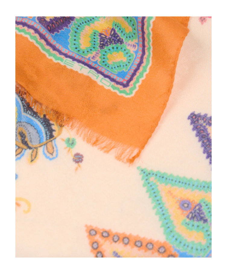 Etro Cotton-blend Jacquard Scarf With Floral Paisley Motif In Neutral