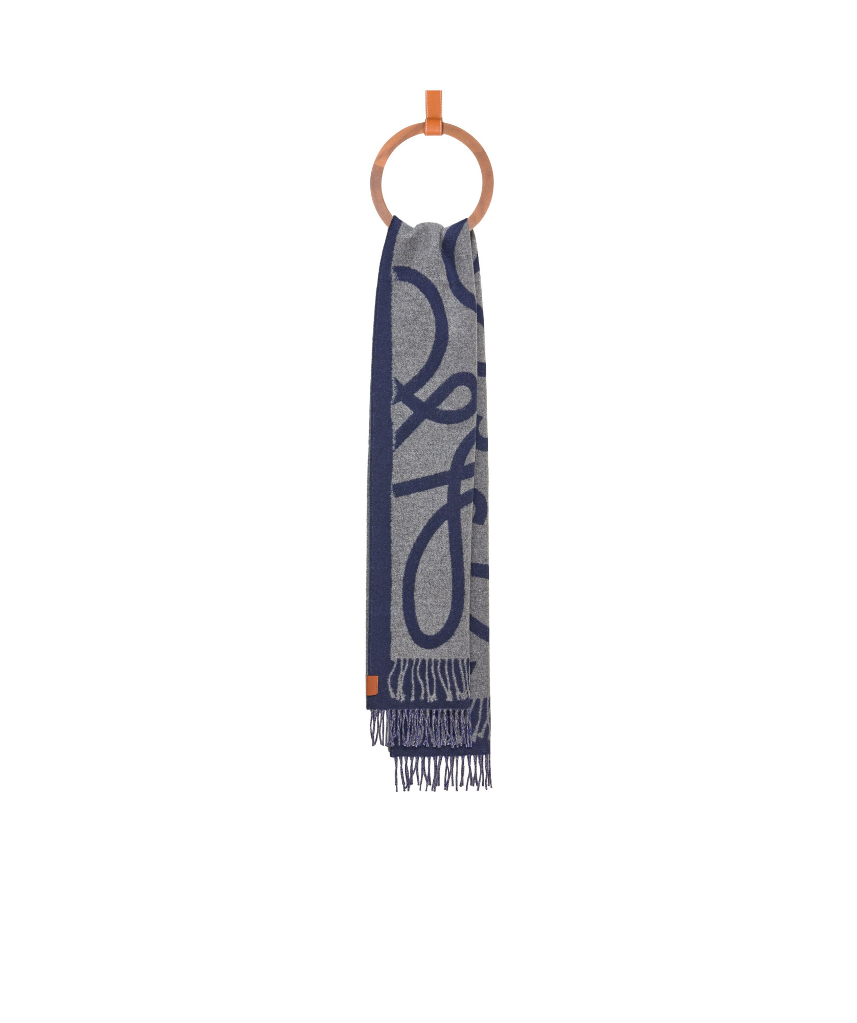 Loewe Wool-cashmere Reversible Scarf In Gray