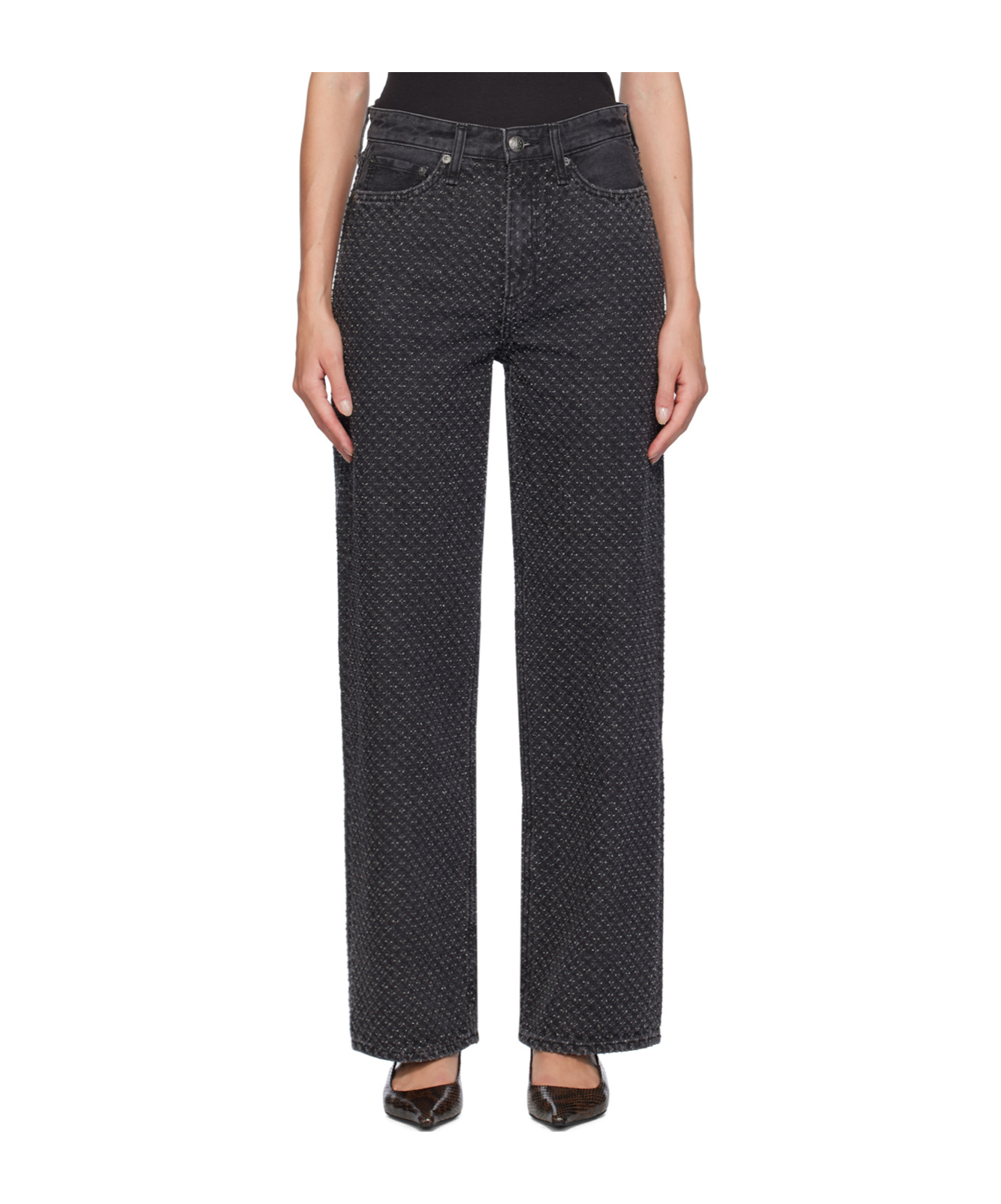 Rag & Bone Logan Wide-leg Denim Pants In Black