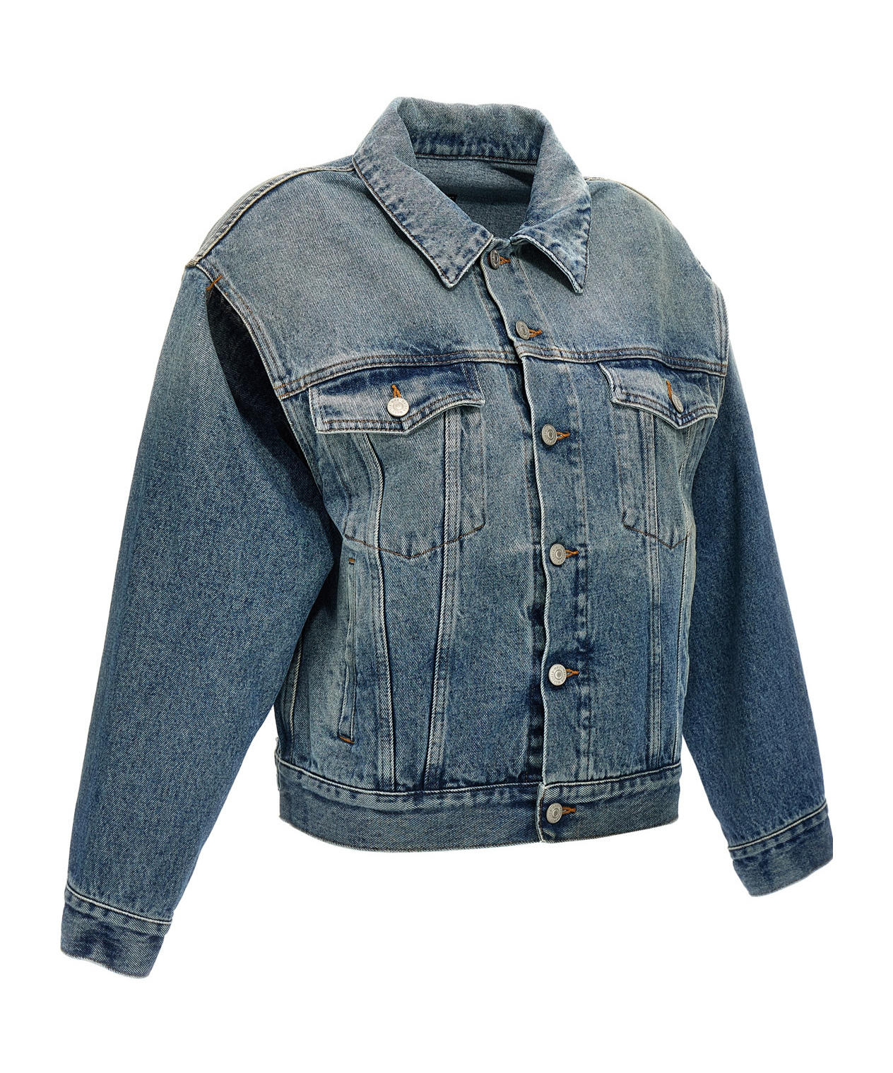 Mm6 Maison Margiela Mm6 By Maison Margiela Cut-out Denim Jacket With Unique Sleeve Details In Blue