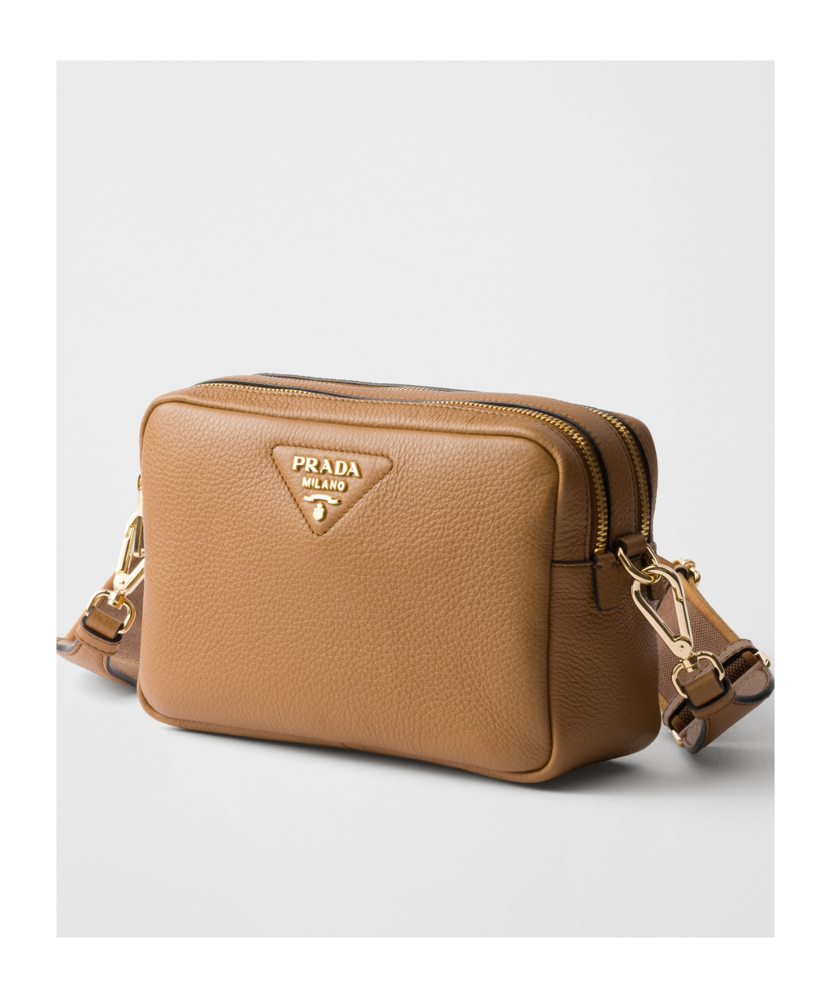 Shop Prada Small Leather Shoulder Bag In Brown