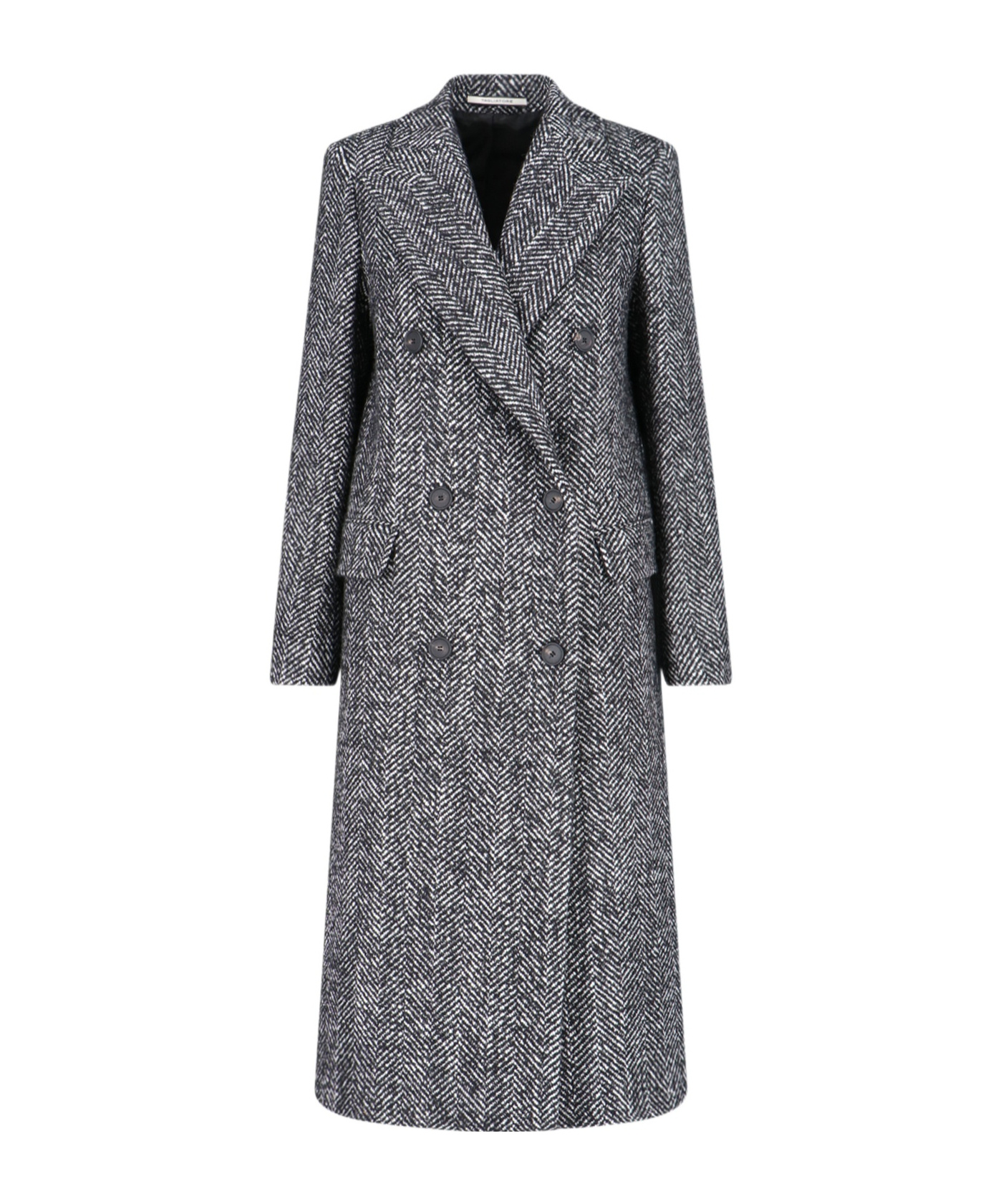 Tagliatore Black Chevron Wool Blend Amanda Coat In Gray