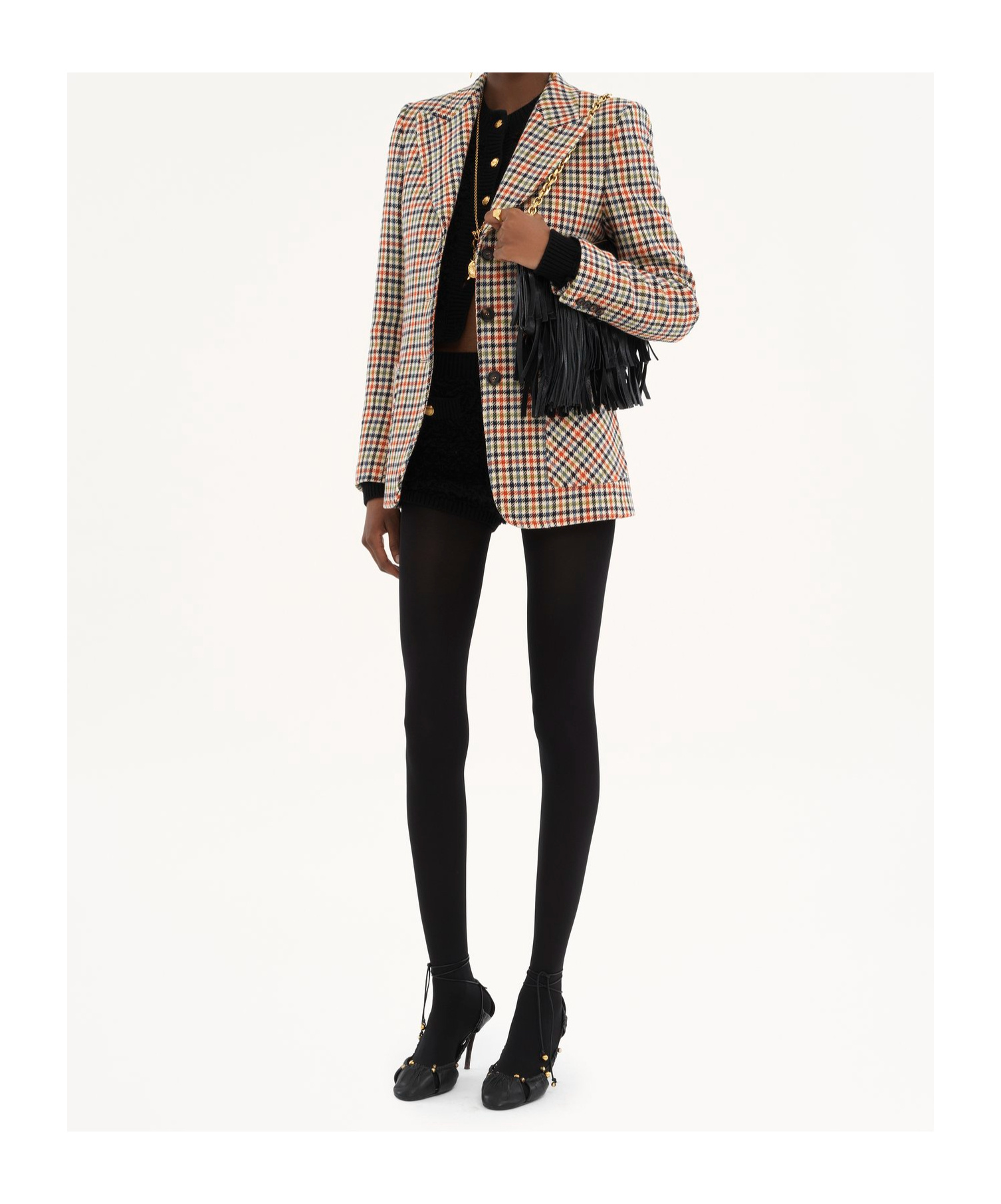 Chloé Chloe Checked Wool-blend Blazer In Neutral