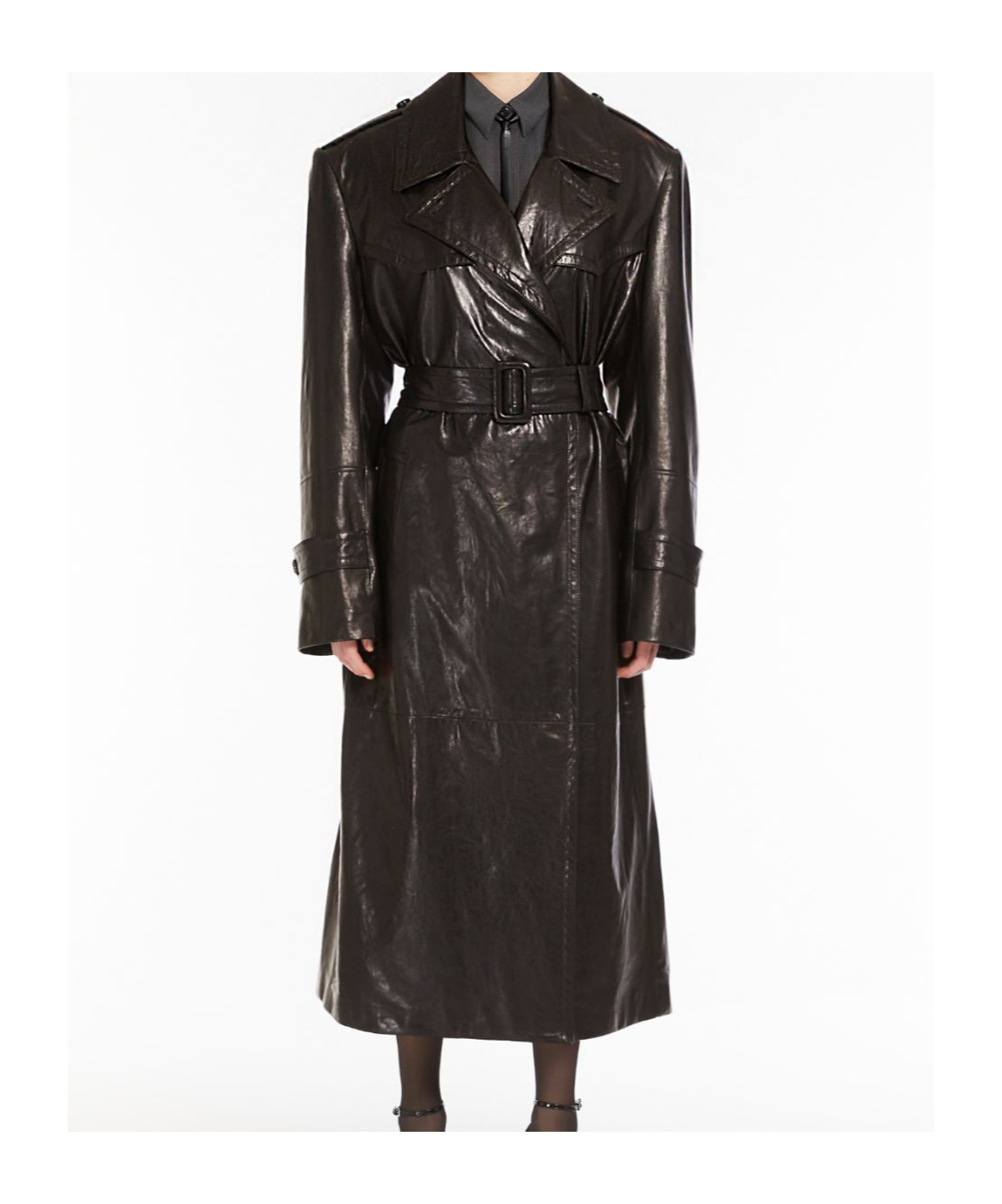 Sportmax Nappa Trench Coat In Black