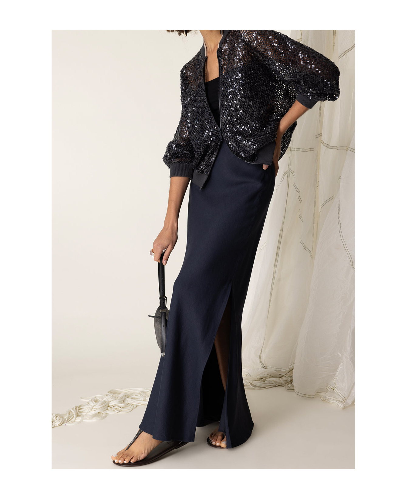 Brunello Cucinelli Twill Maxi Skirt In Black