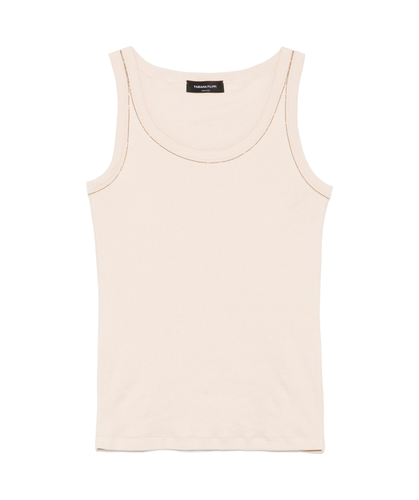 Shop Fabiana Filippi Beaded Trim-detail Tank Top In Almond Beige