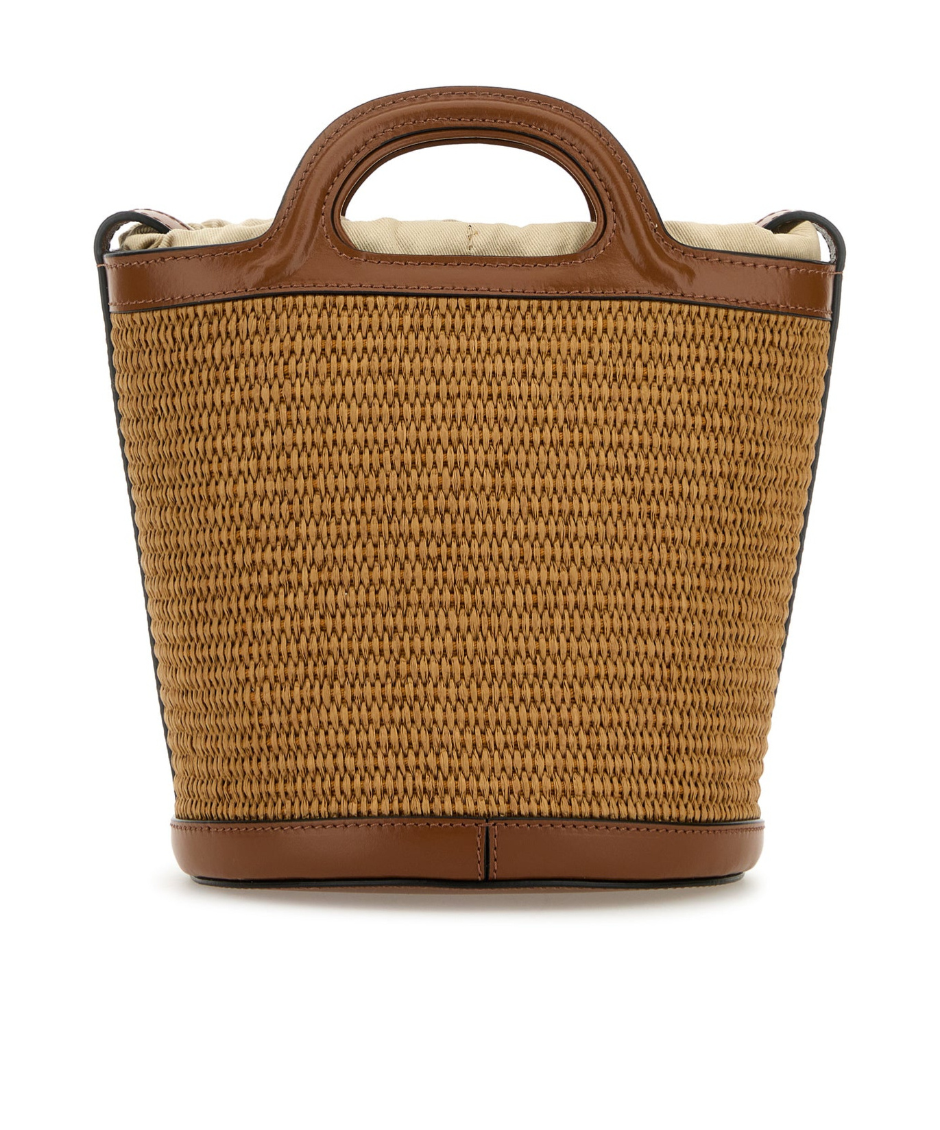 Marni Brown Raffia And Leather Tropicalia Bucket Bag In Brown