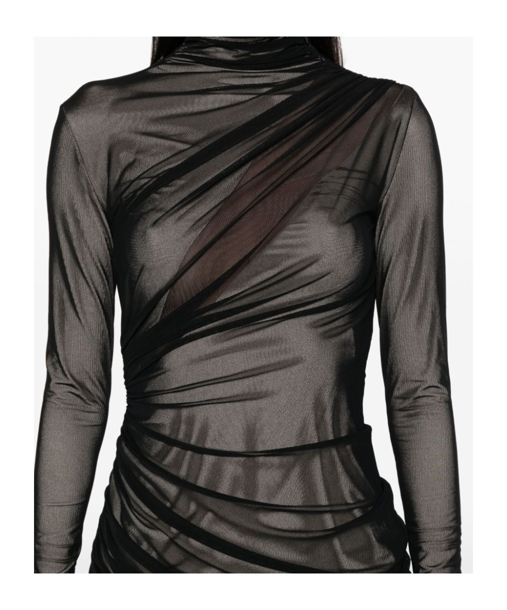 Mugler Dress Knee Length High Neckline In Black