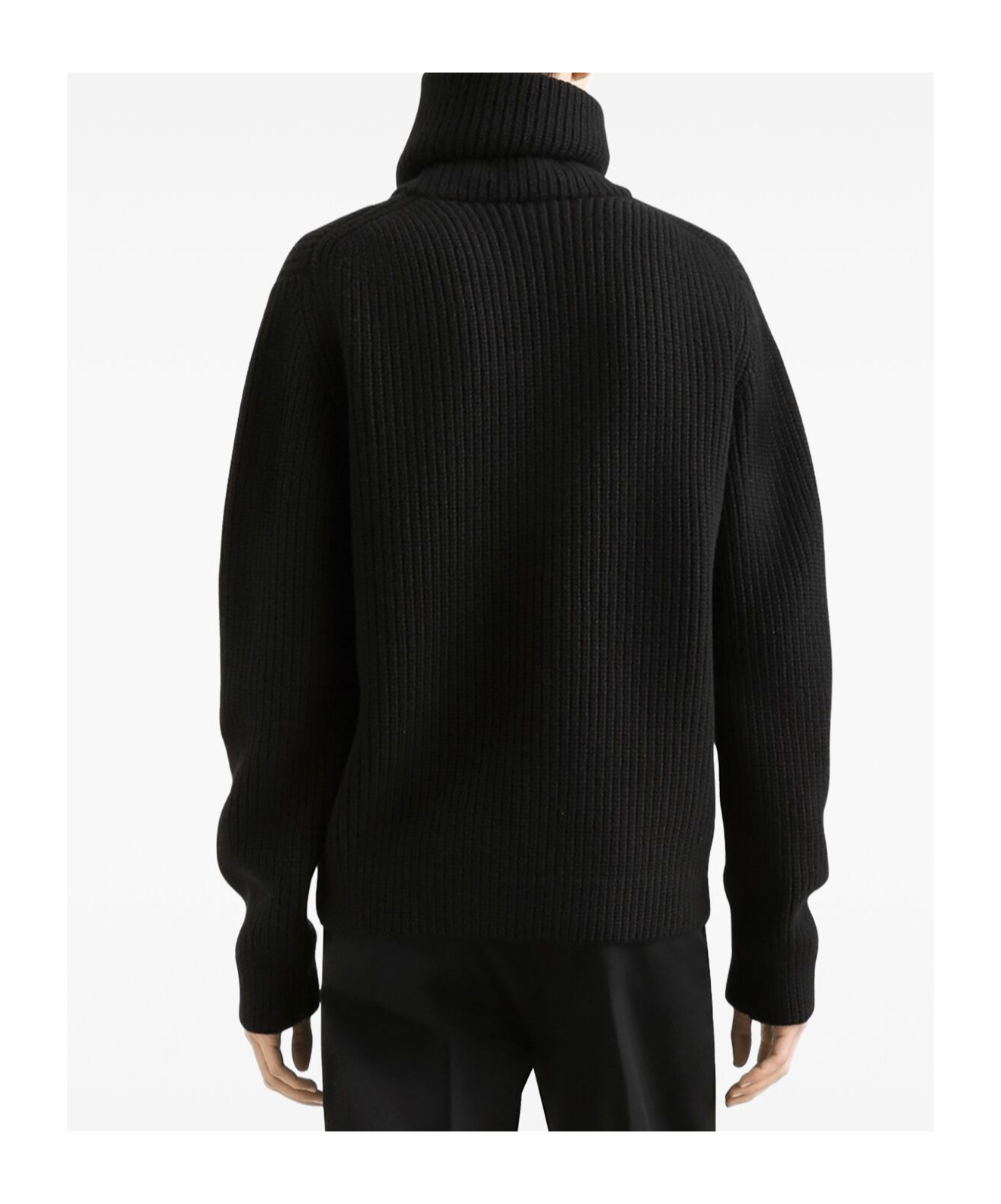 Dolce & Gabbana Wool Sweater With Wide Collar In Black