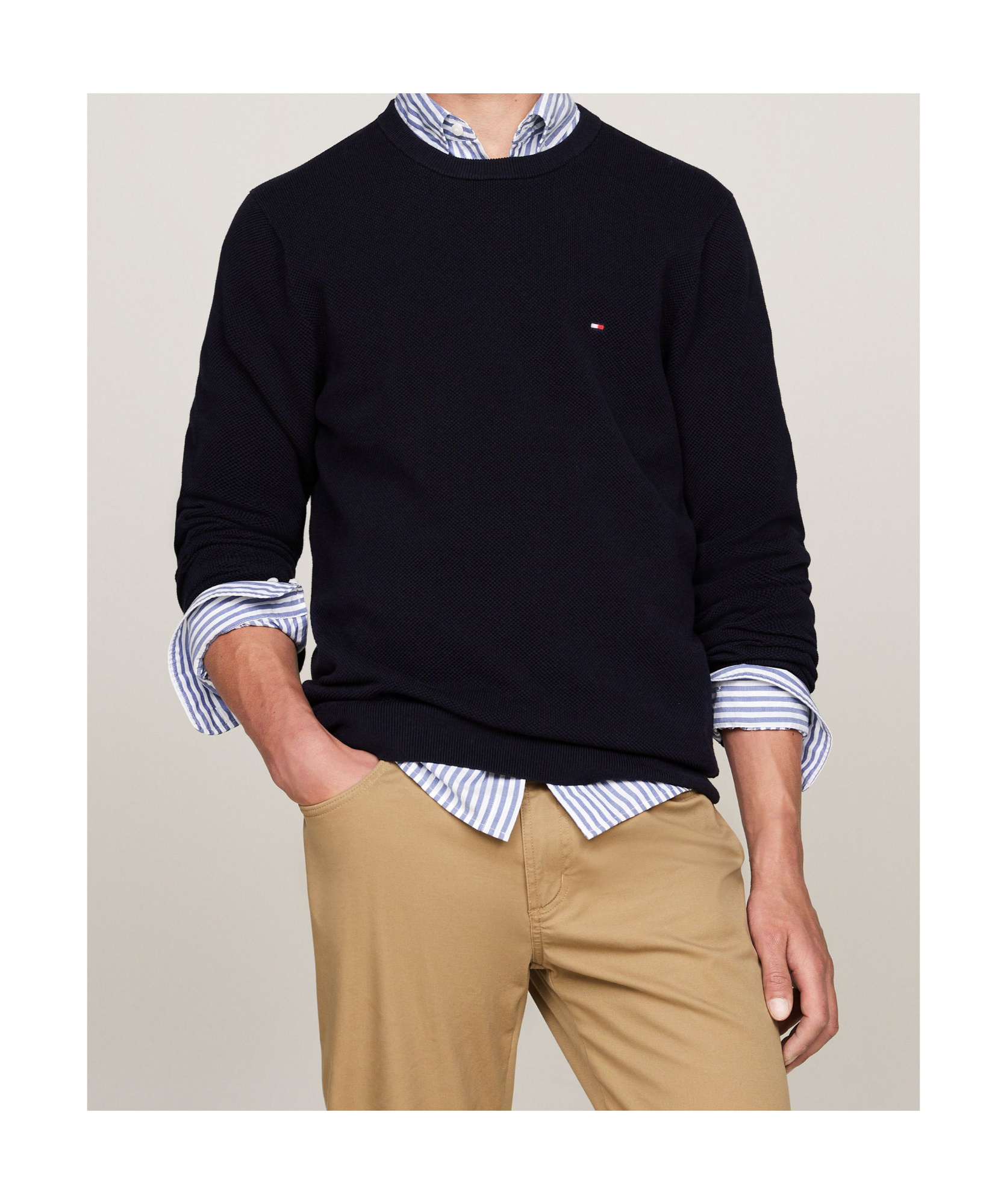 Tommy Hilfiger Wool Crew-neck Sweater In Black