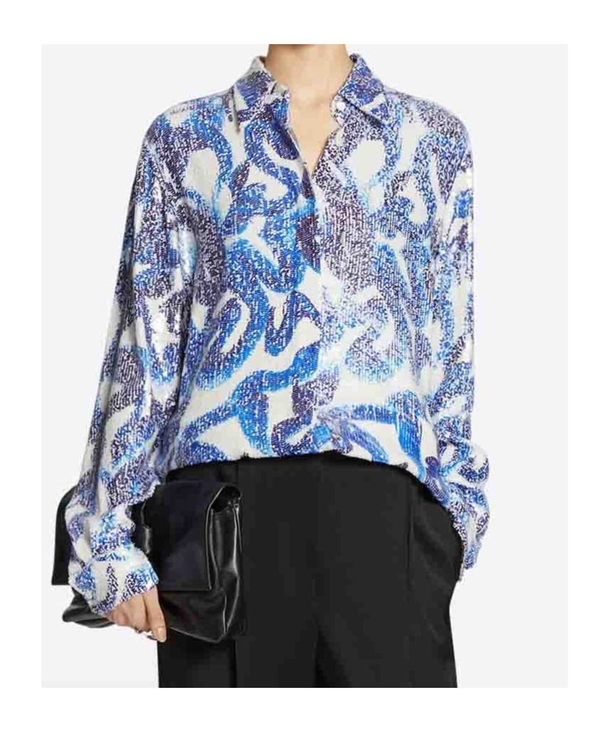 Dries Van Noten Button Long-sleeved Shirt In Blue