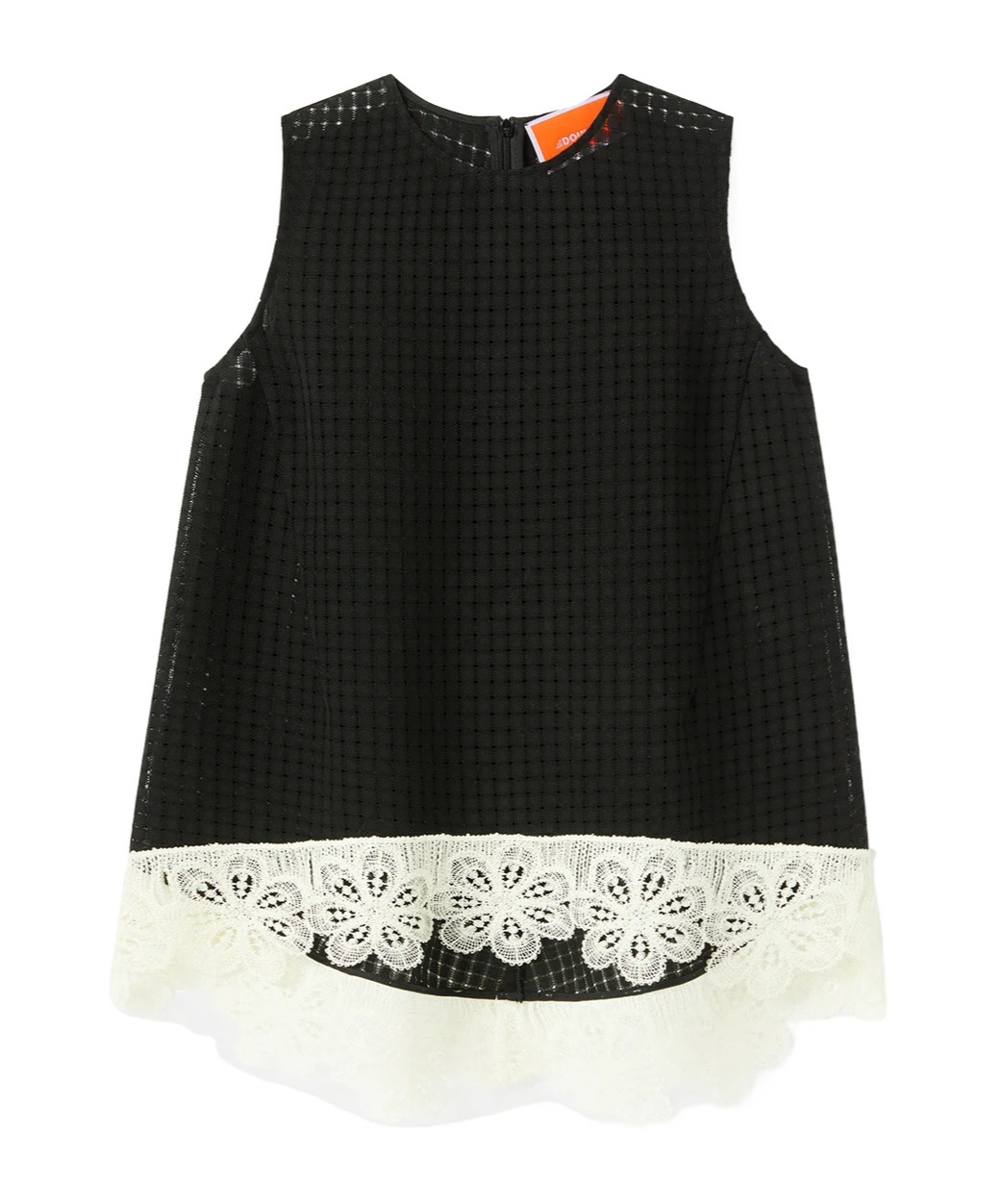 La Doublej La Scala Lace-hem Sleeveless Top In Black
