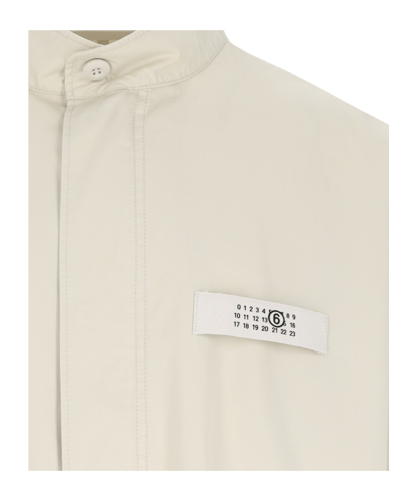 Mm6 Maison Margiela Logo Patch Drawstring Waist Coat In White