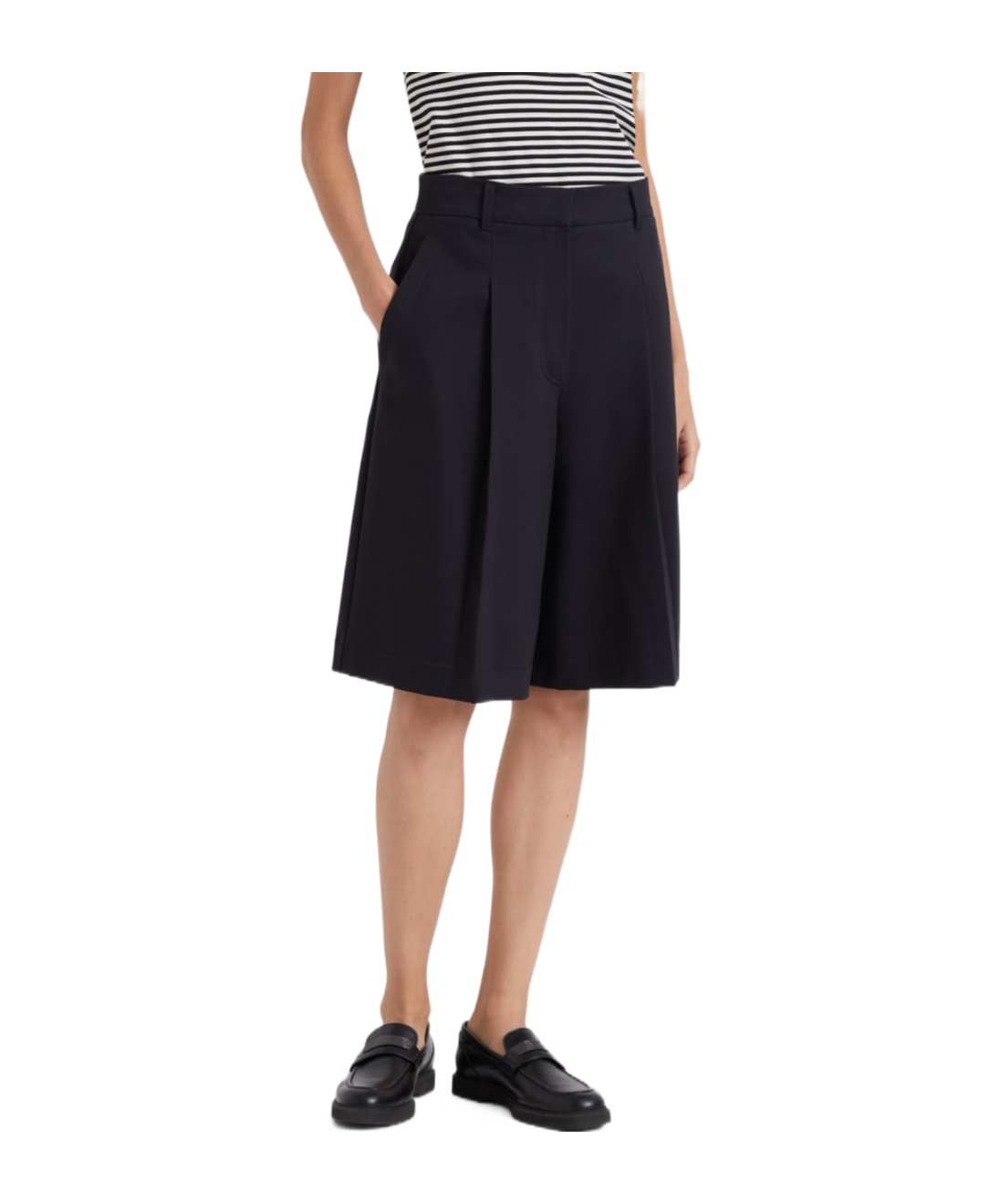 Brunello Cucinelli High-waist Knee-length Shorts In Black