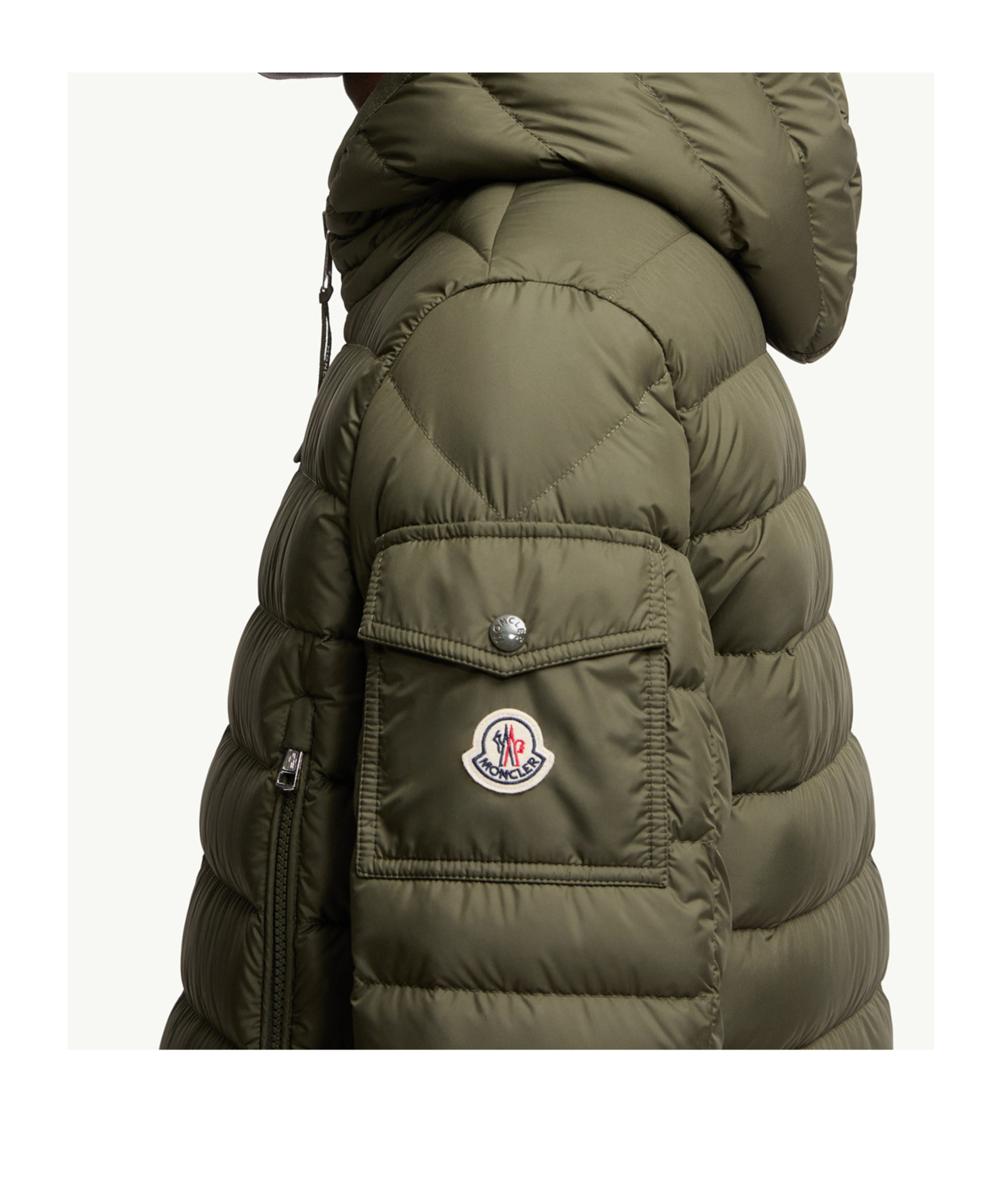 Moncler Short Down Jacket With Hood And Pockets In Green