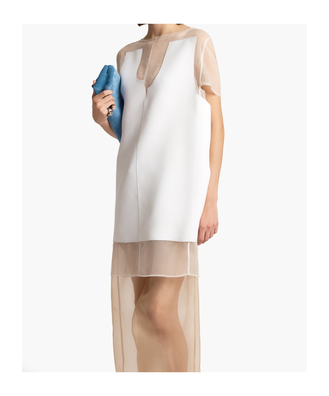 Khaite Winona Paneled Crepe Mini Dress In White