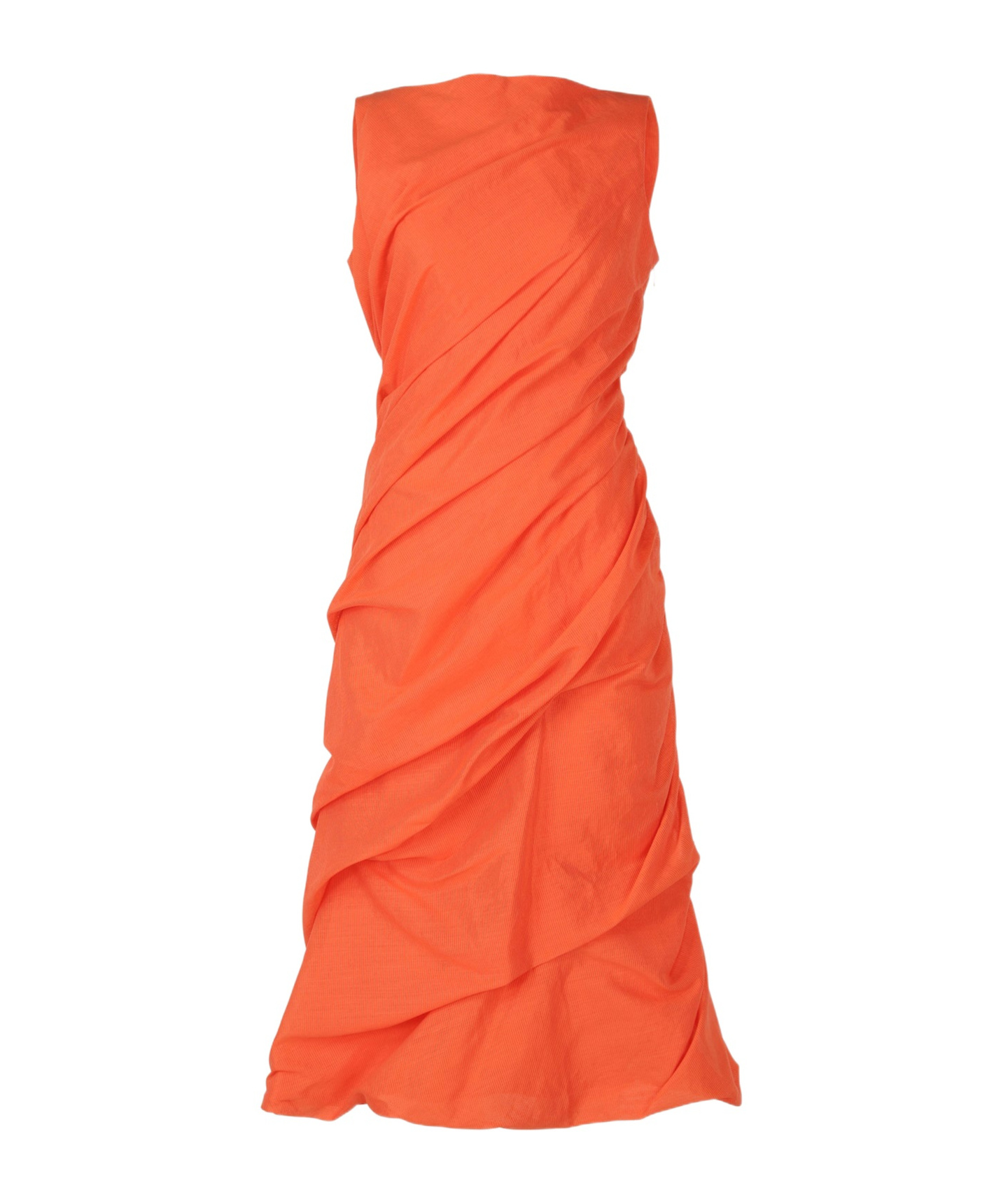 Shop Issey Miyake Twining Pleated Midi Dress In Orange